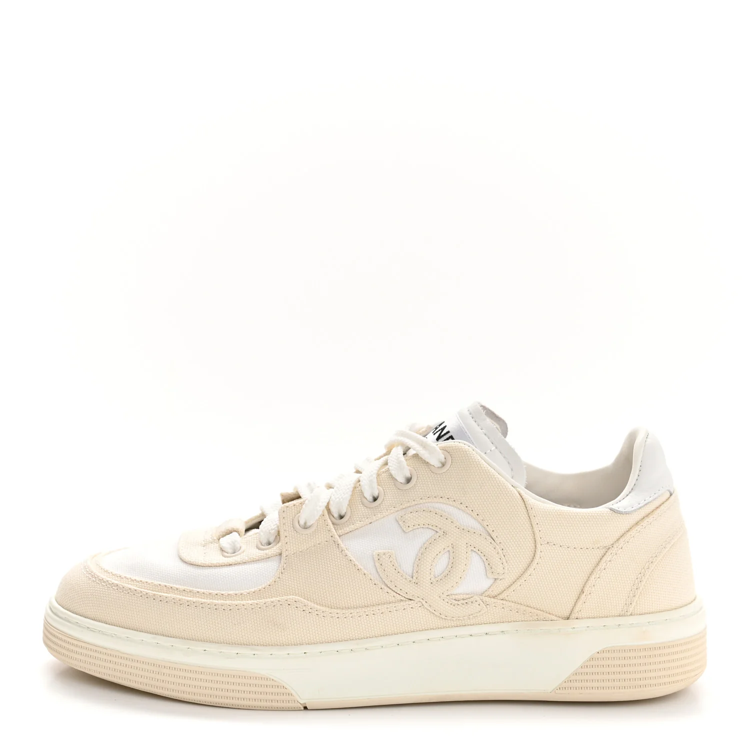 Cotton Sneakers 38.5 Beige White