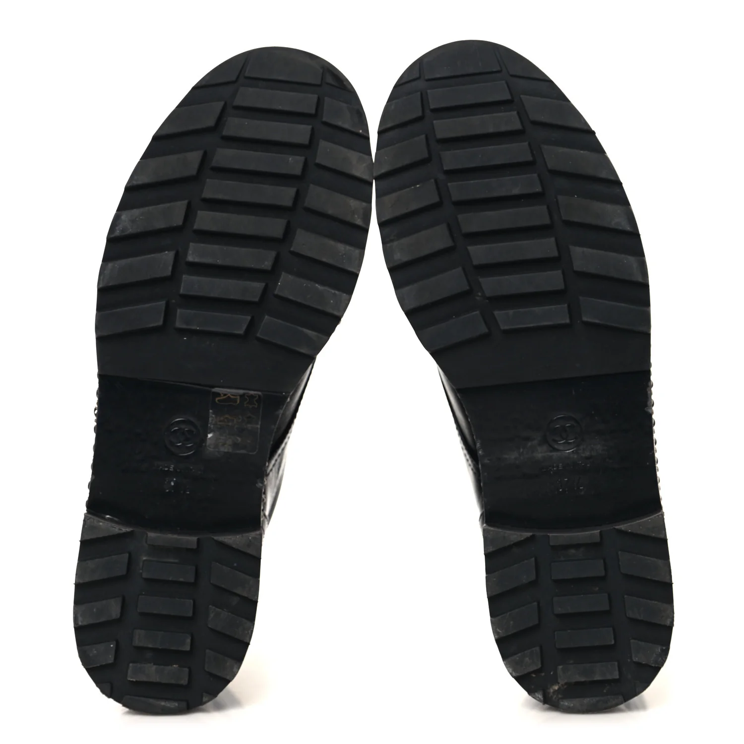 Crackled Calfskin Velvet Pearl Combat Short Boots 37.5 Black - Image 6