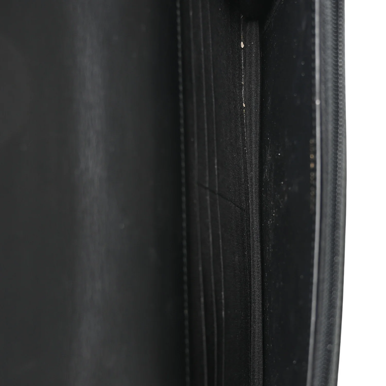 Crackled Patent Calfskin Quilted Pearl Wallet On Chain WOC Black - Image 5