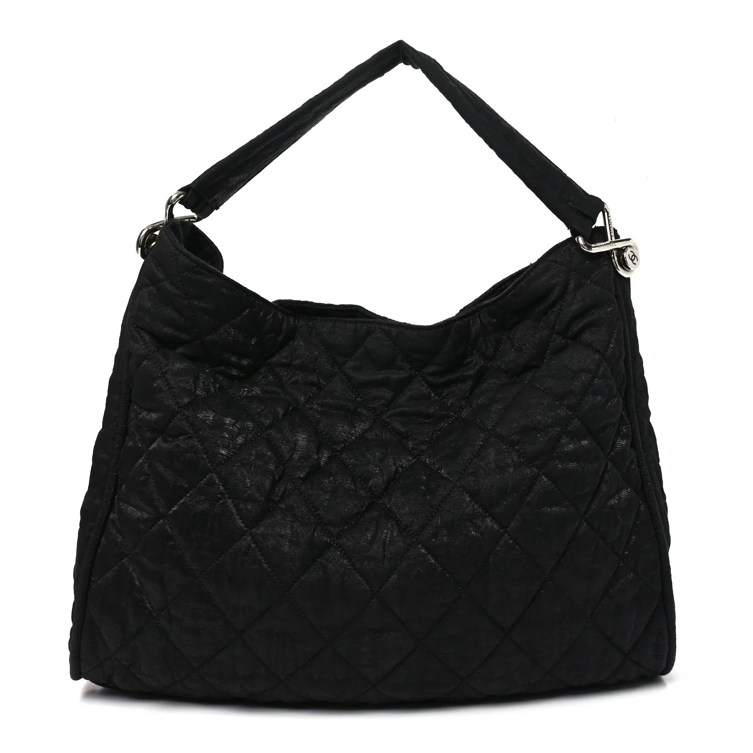 Crinkled Coated Canvas Le Marais Hobo Black