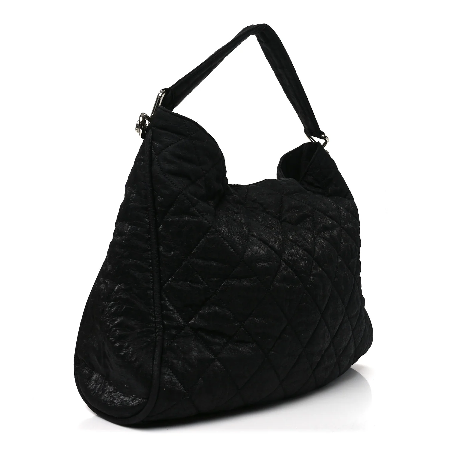 Crinkled Coated Canvas Le Marais Hobo Black - Image 3