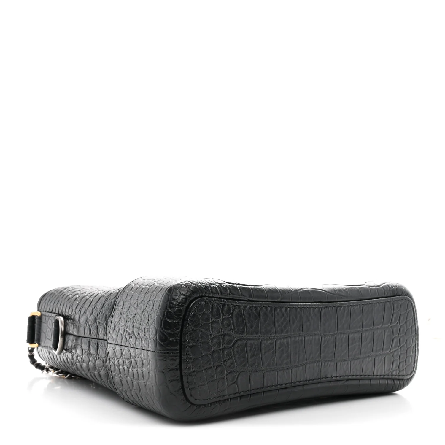Crocodile Embossed Calfskin Medium Gabrielle Cocodile Hobo Black - Image 4