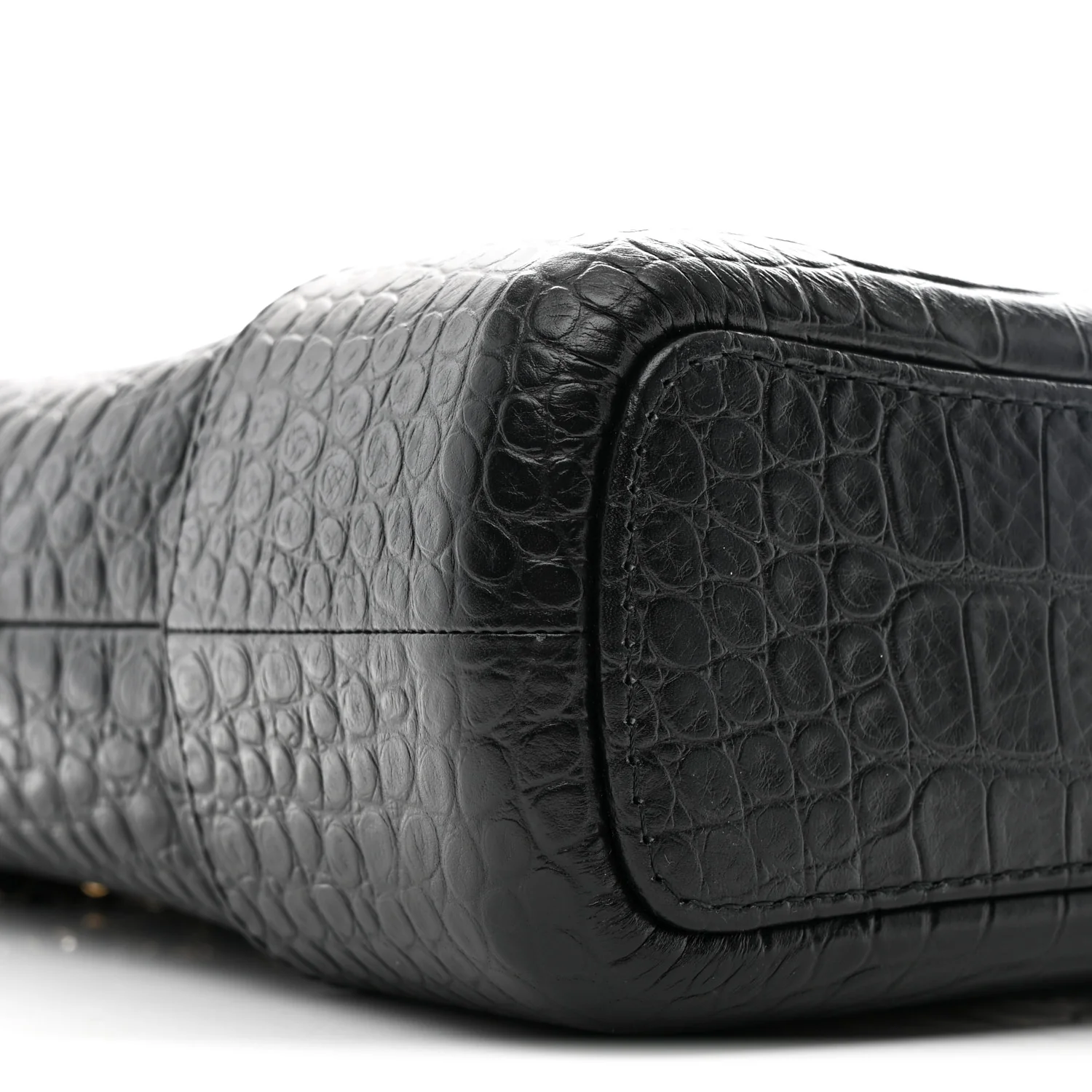 Crocodile Embossed Calfskin Medium Gabrielle Cocodile Hobo Black - Image 9