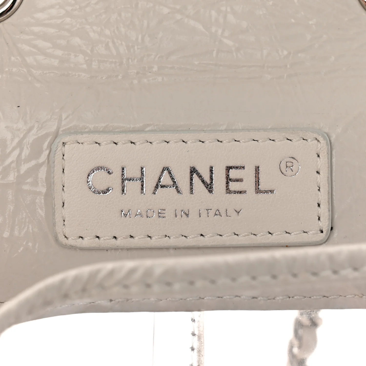Crumpled Calfskin PVC Quilted Flap White - Image 7