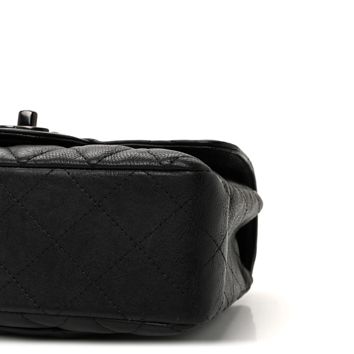 Crumpled Calfskin Quilted Mini Rectangular Flap So Black - Image 10