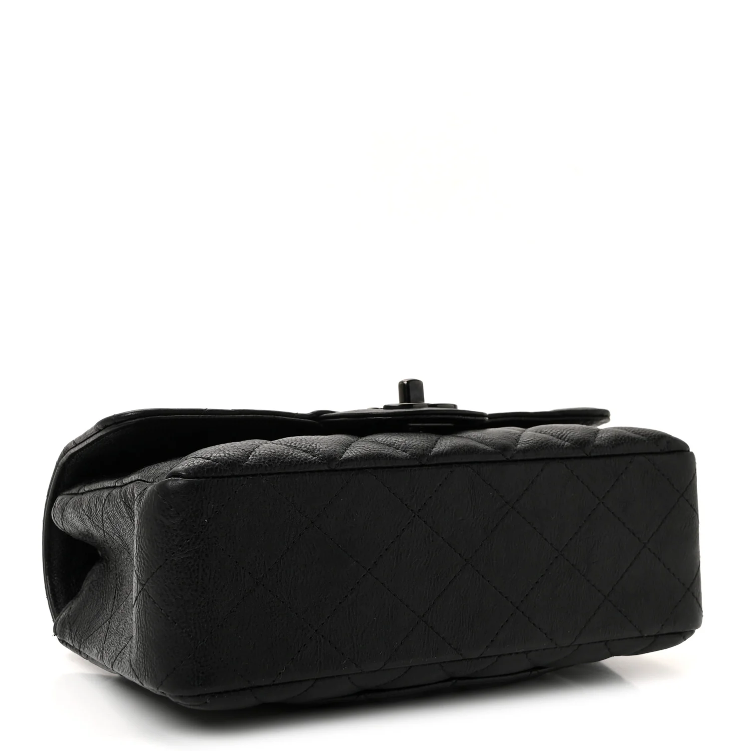 Crumpled Calfskin Quilted Mini Rectangular Flap So Black - Image 4