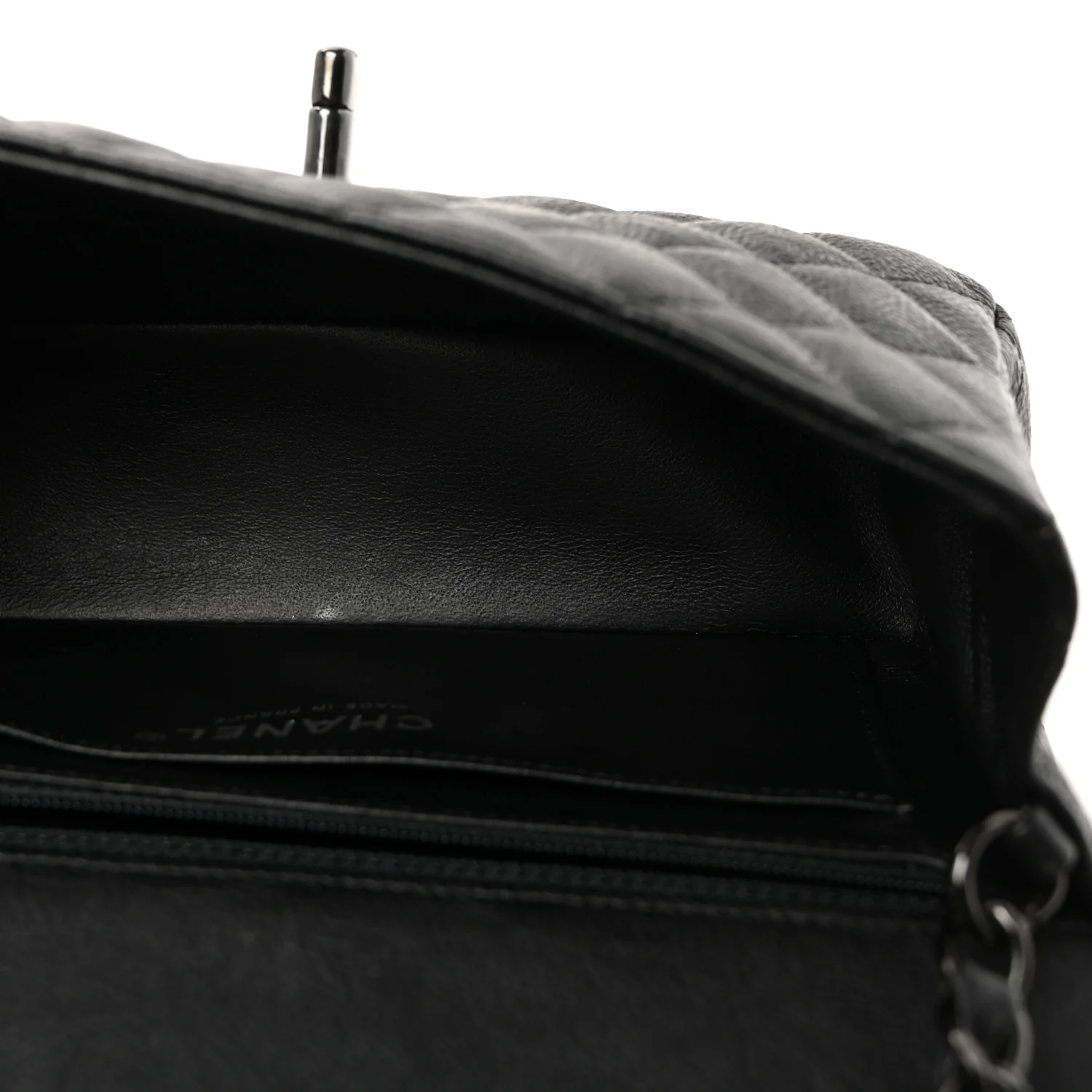 Crumpled Calfskin Quilted Mini Rectangular Flap So Black - Image 5
