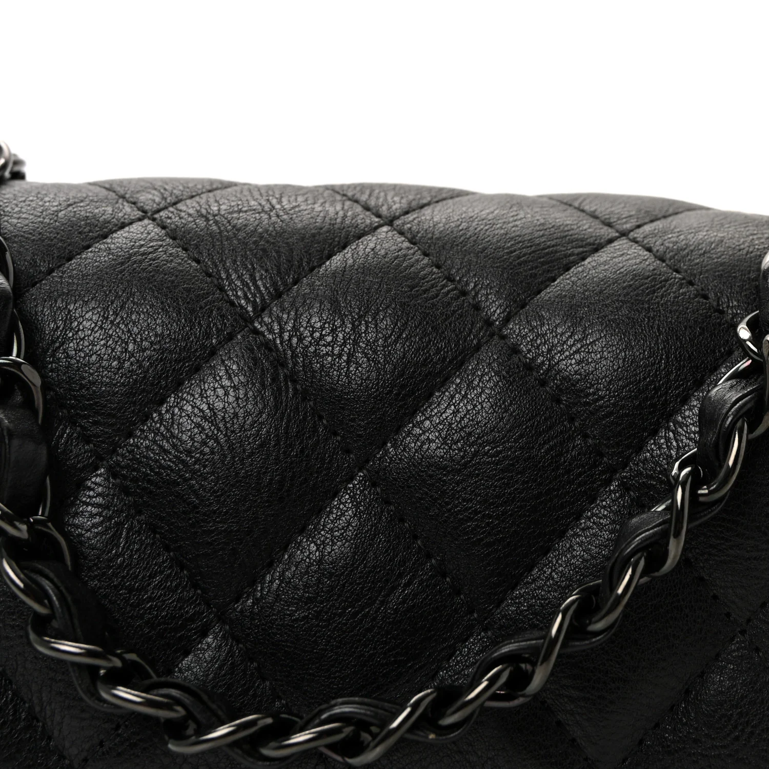 Crumpled Calfskin Quilted Mini Rectangular Flap So Black - Image 8