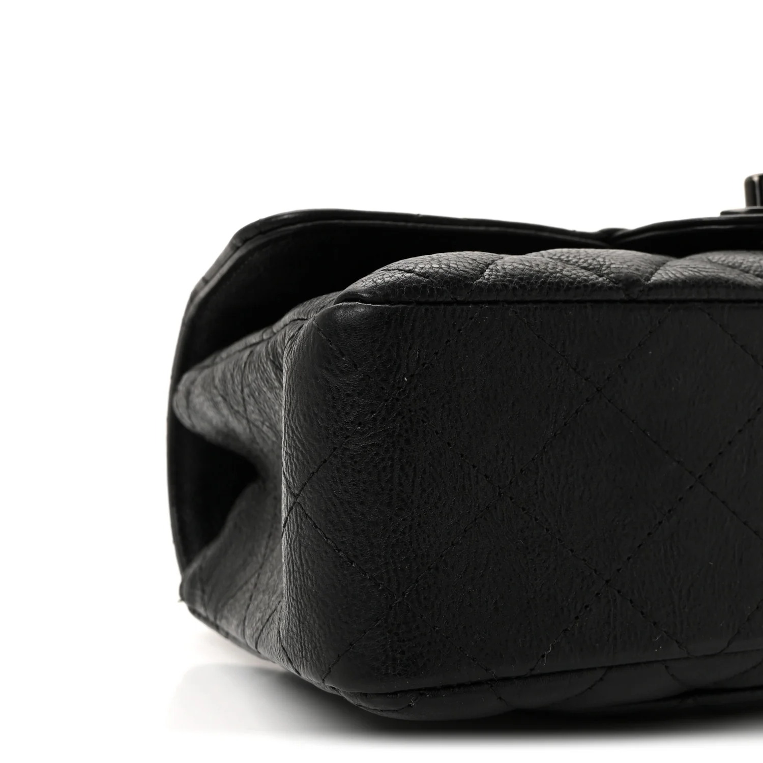 Crumpled Calfskin Quilted Mini Rectangular Flap So Black - Image 9