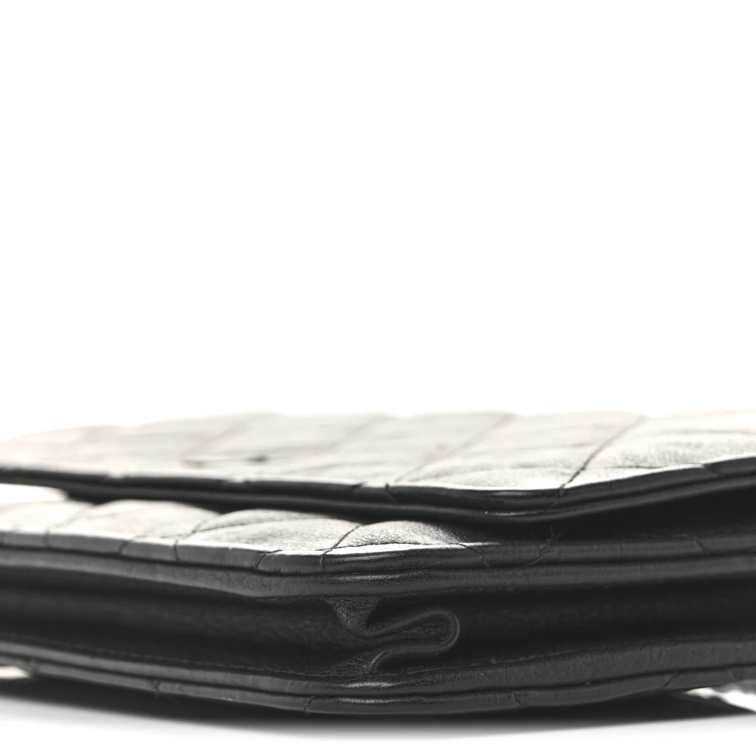Crumpled Calfskin Quilted Wallet On Chain WOC So Black - Image 10