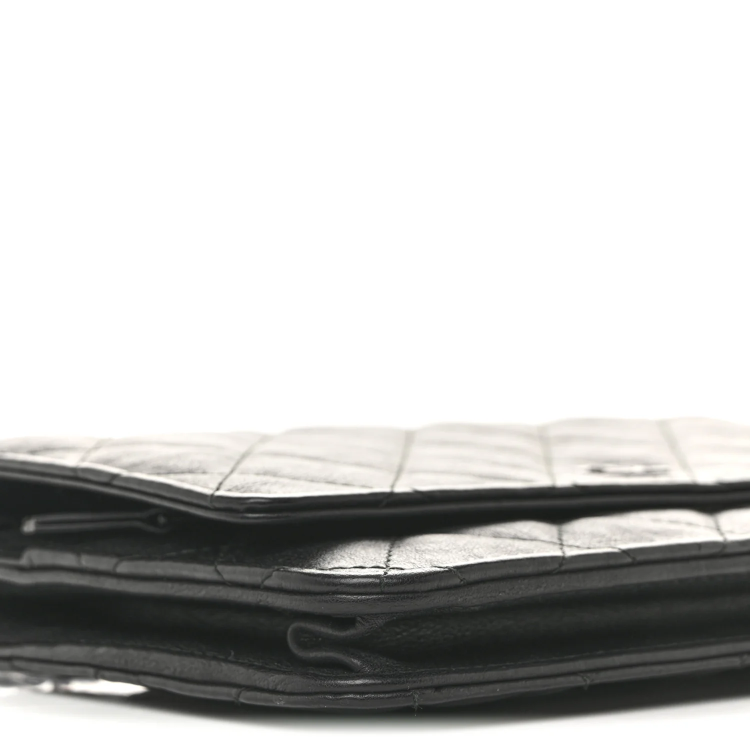 Crumpled Calfskin Quilted Wallet On Chain WOC So Black - Image 9