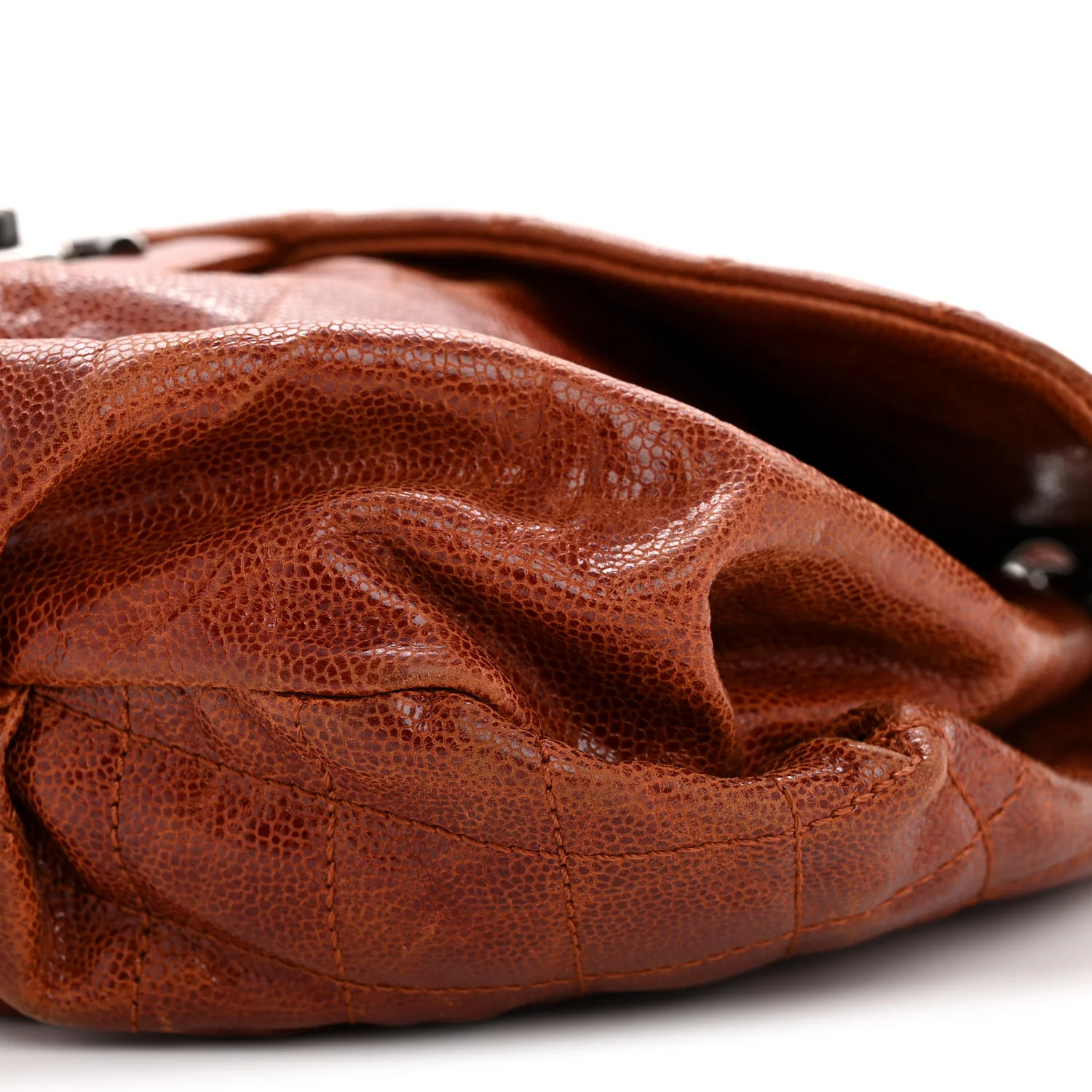 Crumpled Caviar Quilted Maxi Elastic Flap Light Brown - Image 10