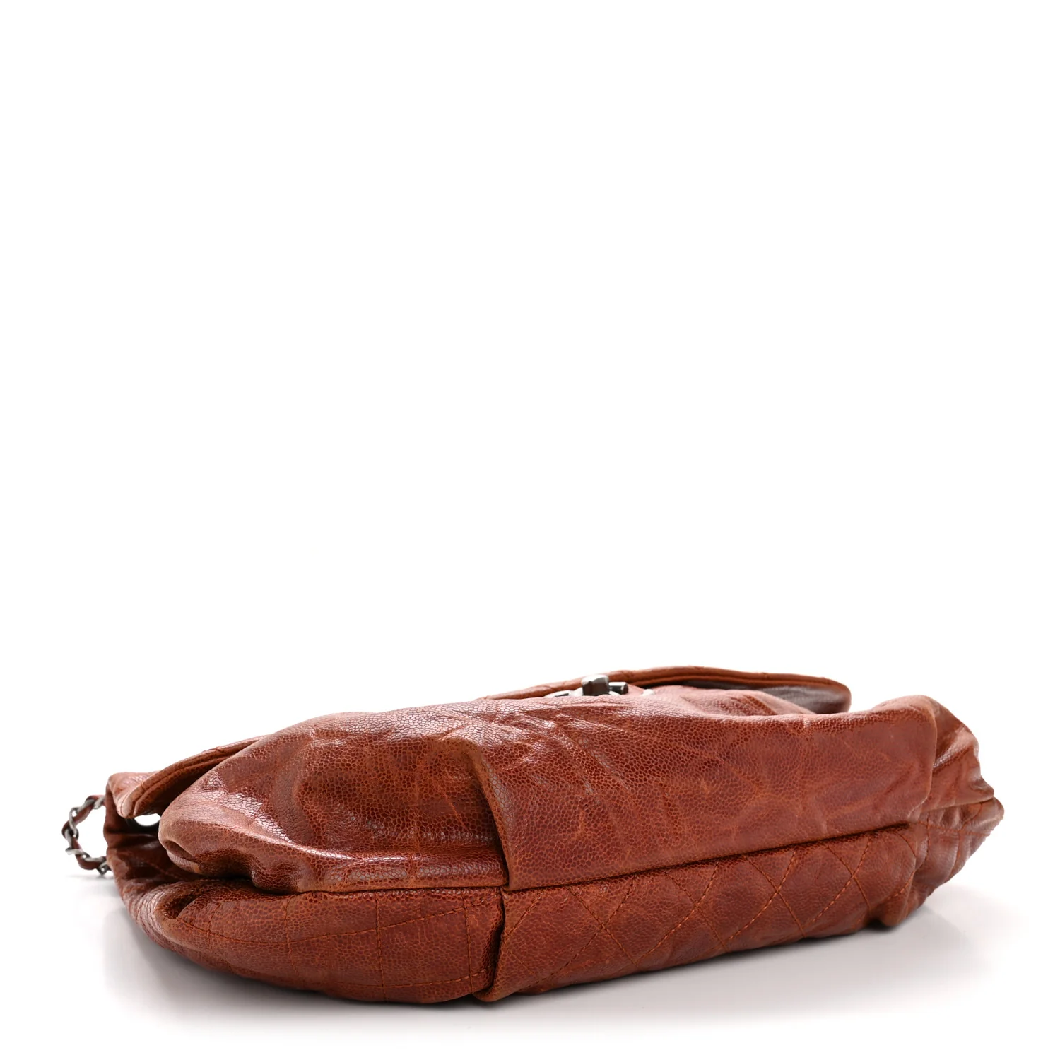 Crumpled Caviar Quilted Maxi Elastic Flap Light Brown - Image 4