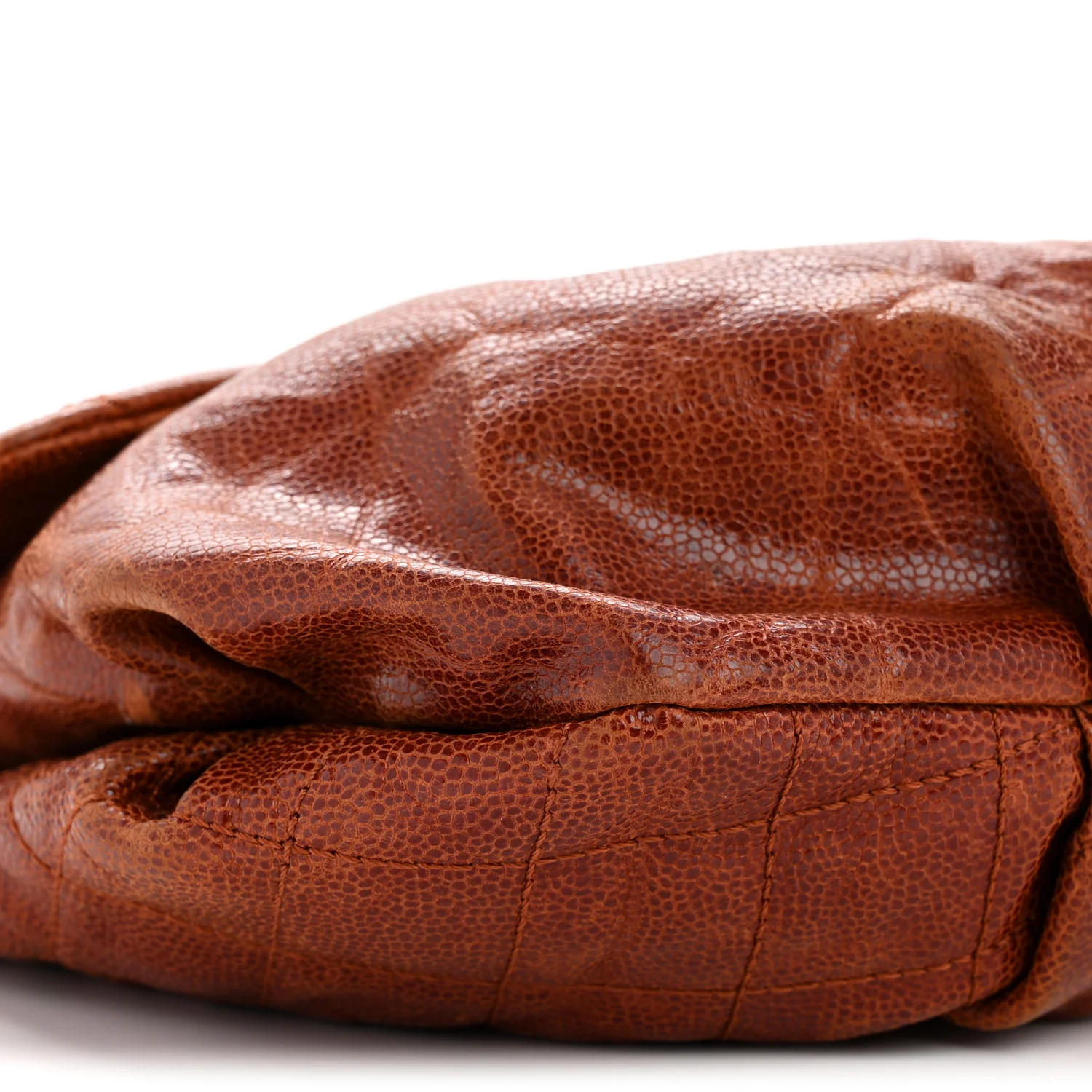 Crumpled Caviar Quilted Maxi Elastic Flap Light Brown - Image 9