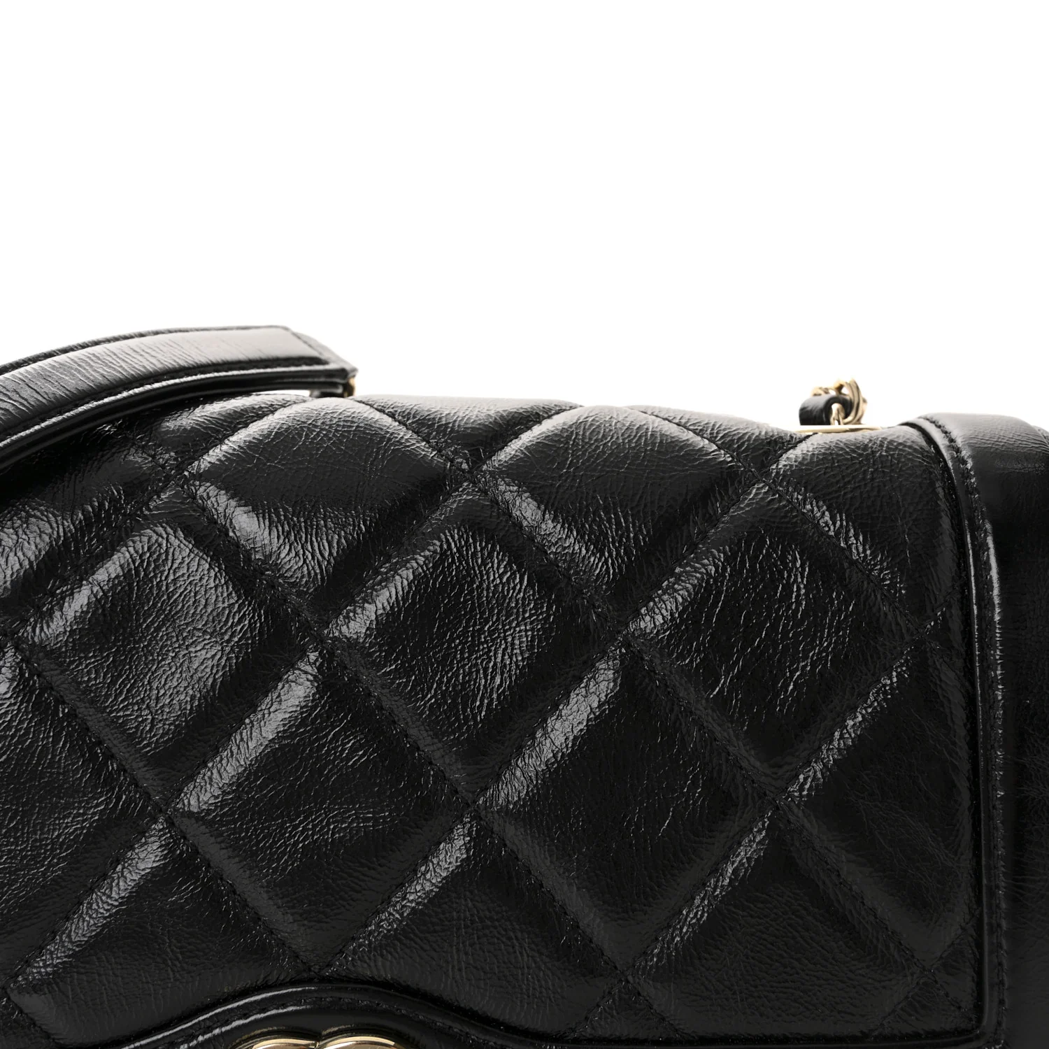 Crumpled Glazed Lambskin Quilted Small Flap Black - Image 8