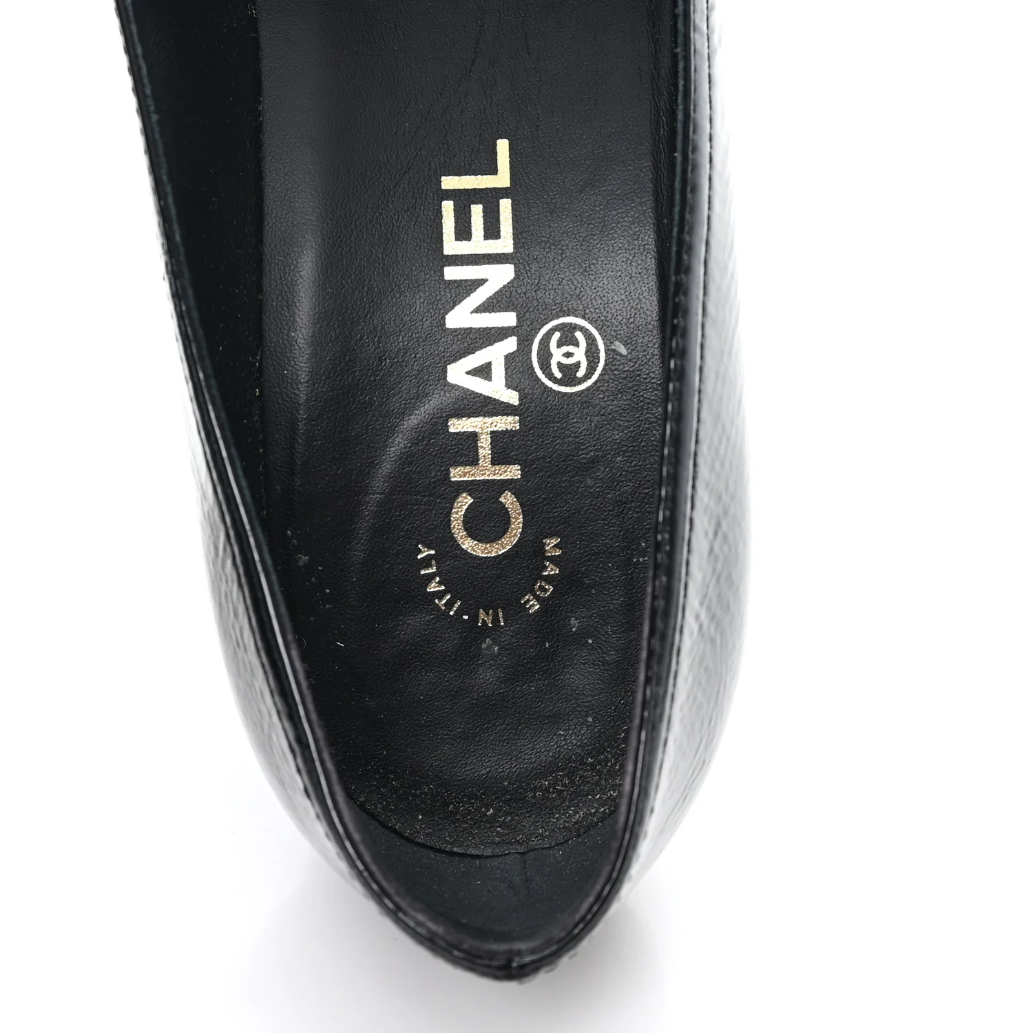 Crumpled Goatskin Patent Calfskin Crystal Cap Toe Logo Pumps 39 Black - Image 8