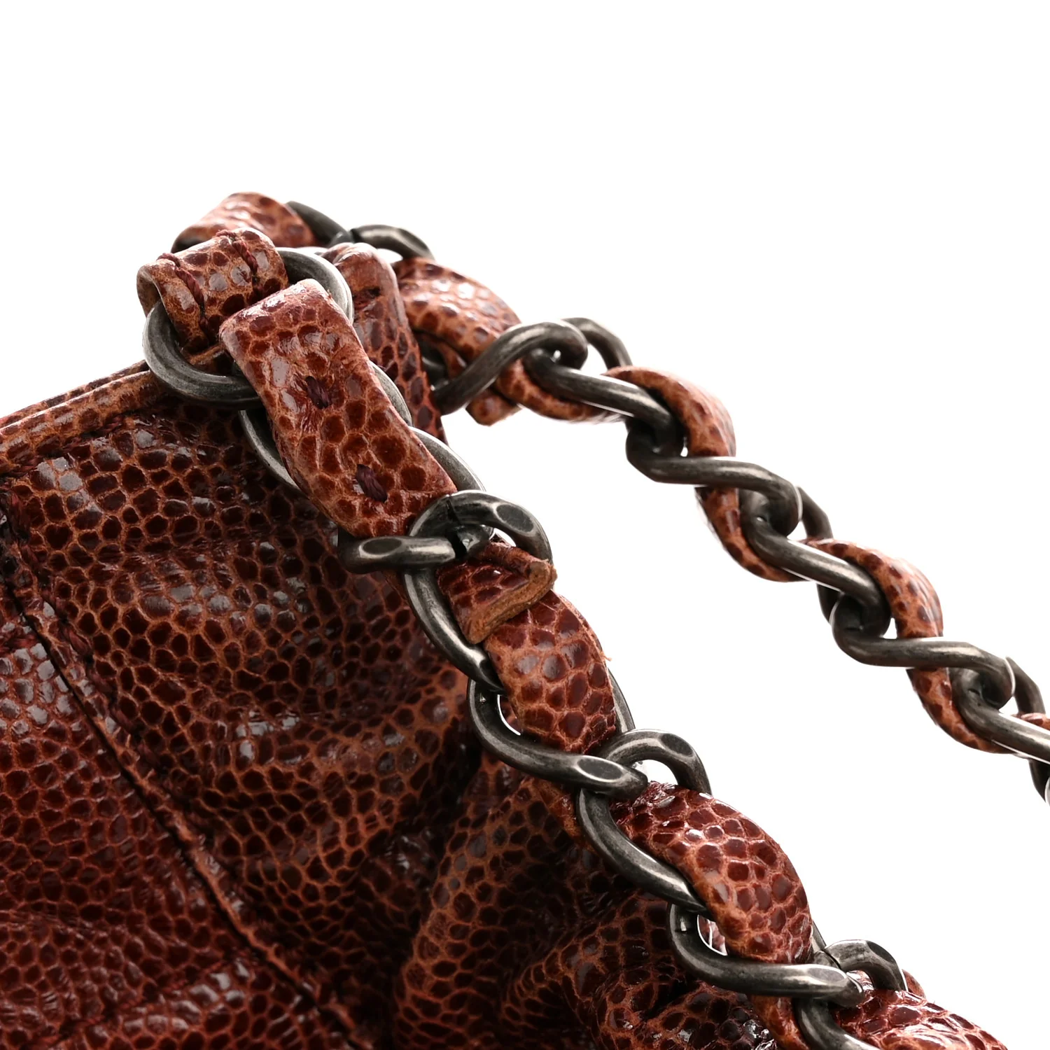 Crumpled Grained Calfskin Quilted Medium Elastic Tote Burgundy - Image 12
