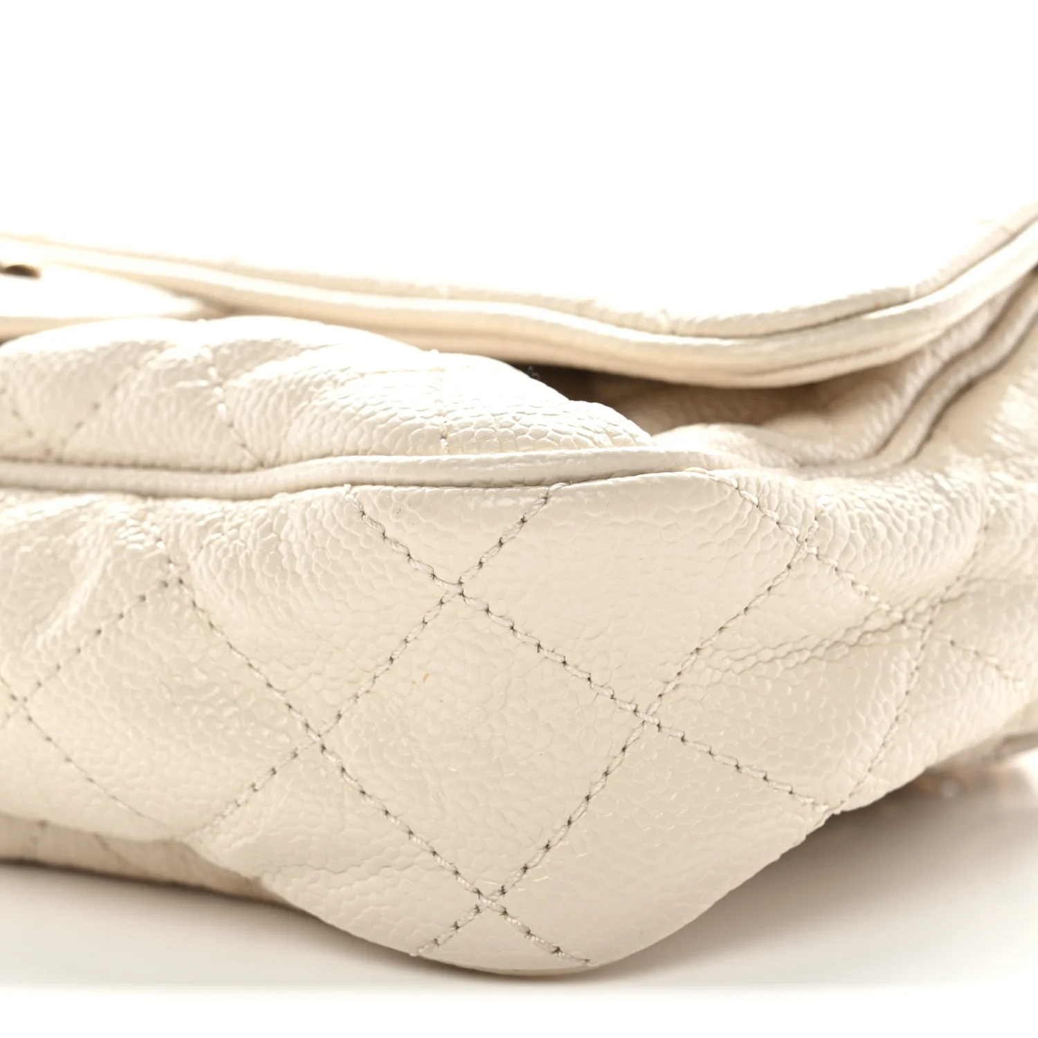 Crumpled Grained Calfskin Quilted Small Shiva Flap Beige - Image 10