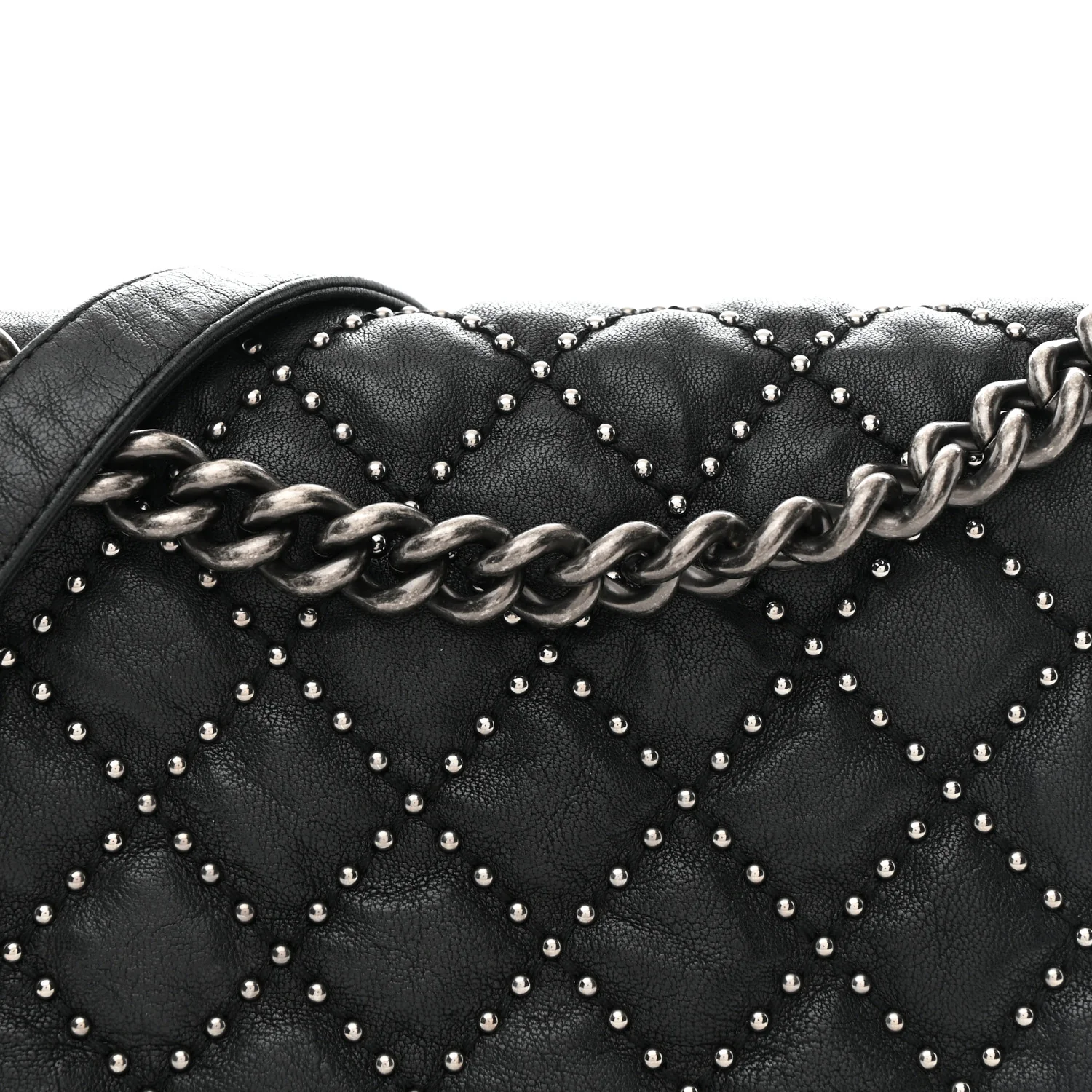 Crumpled Lambskin New Medium Studded Boy Flap Black - Image 8