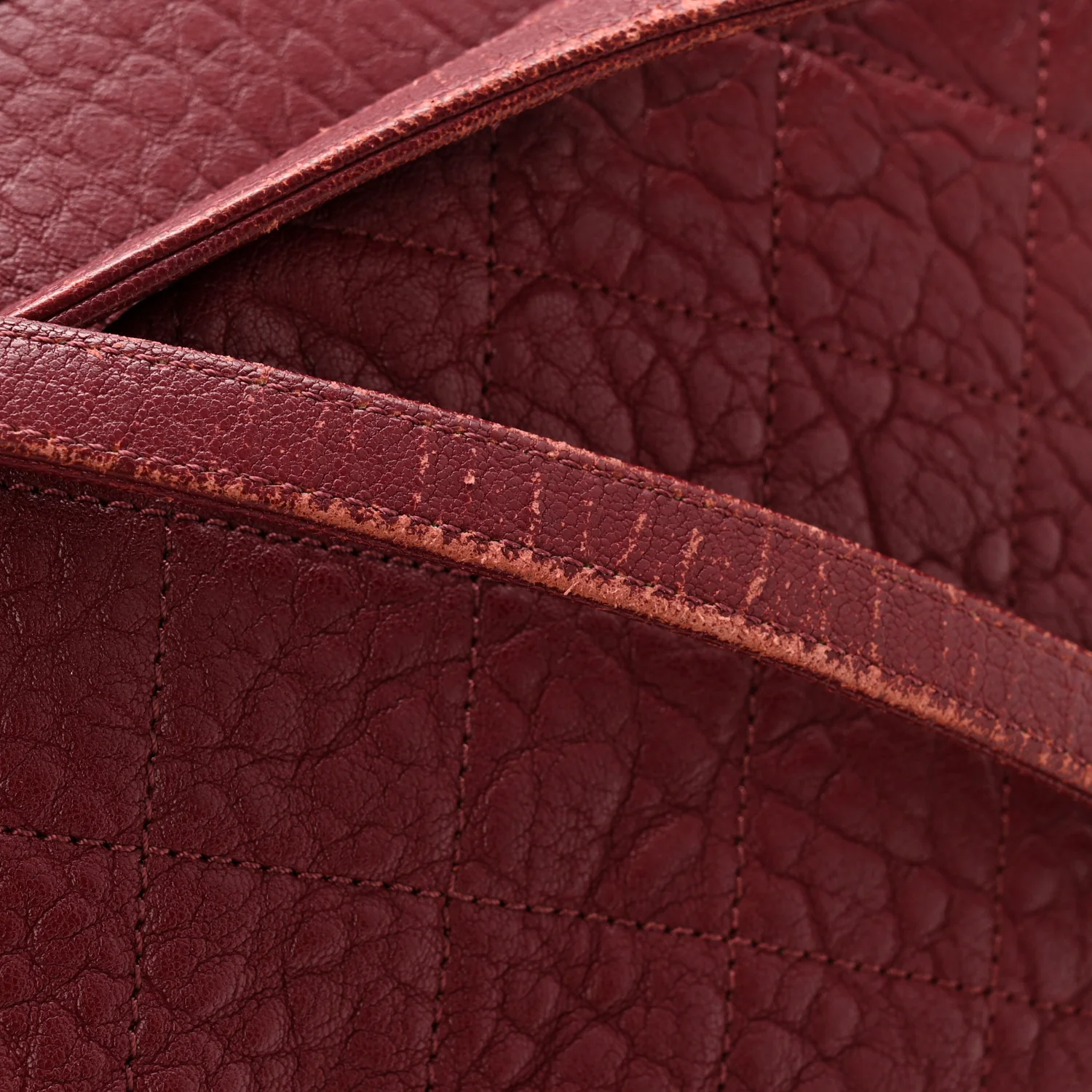 Crumpled Lambskin Quilted Large Tote Burgundy - Image 11