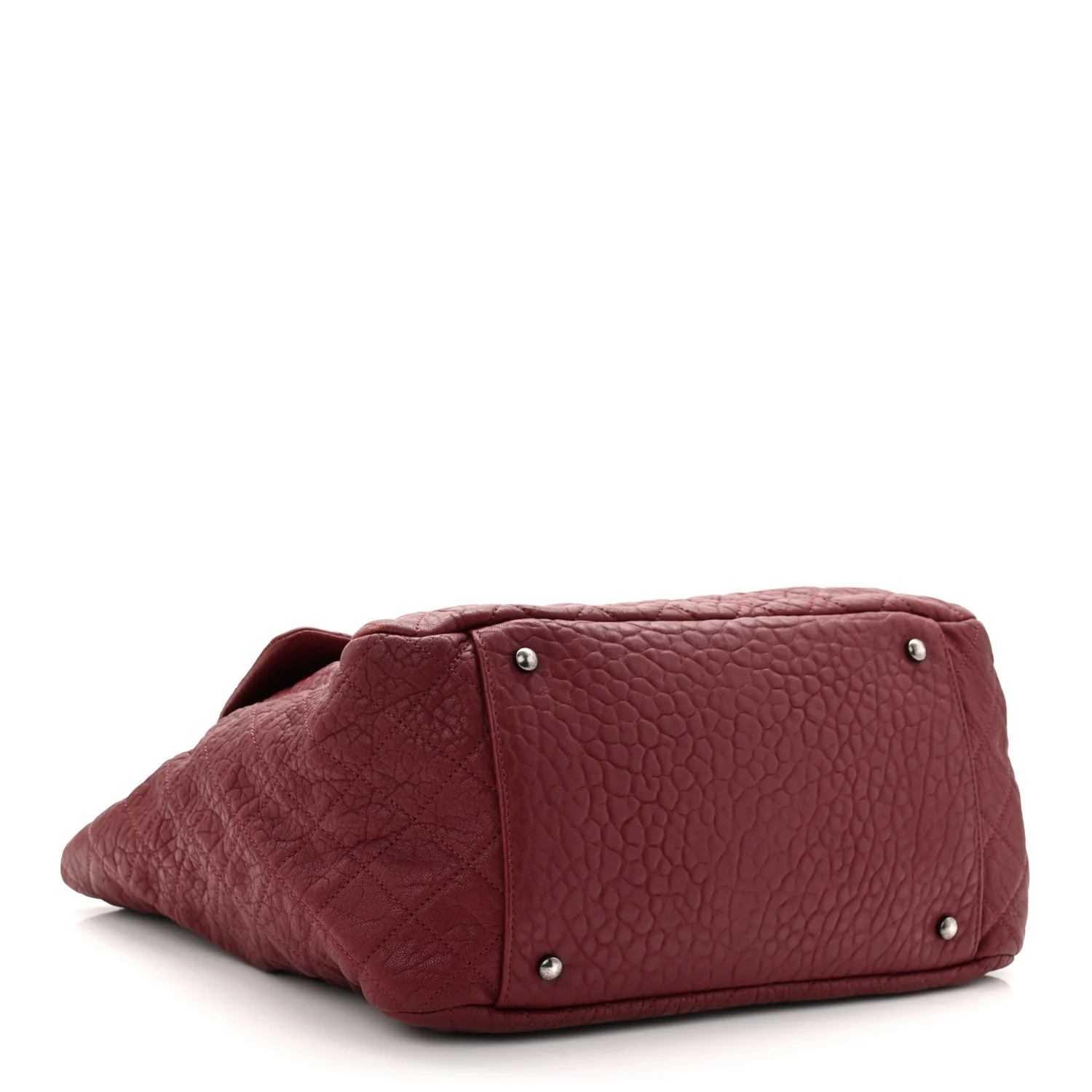 Crumpled Lambskin Quilted Large Tote Burgundy - Image 4