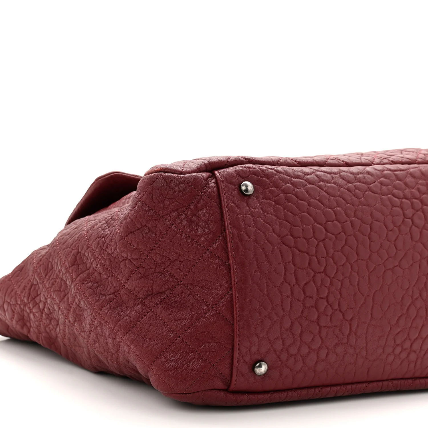 Crumpled Lambskin Quilted Large Tote Burgundy - Image 9