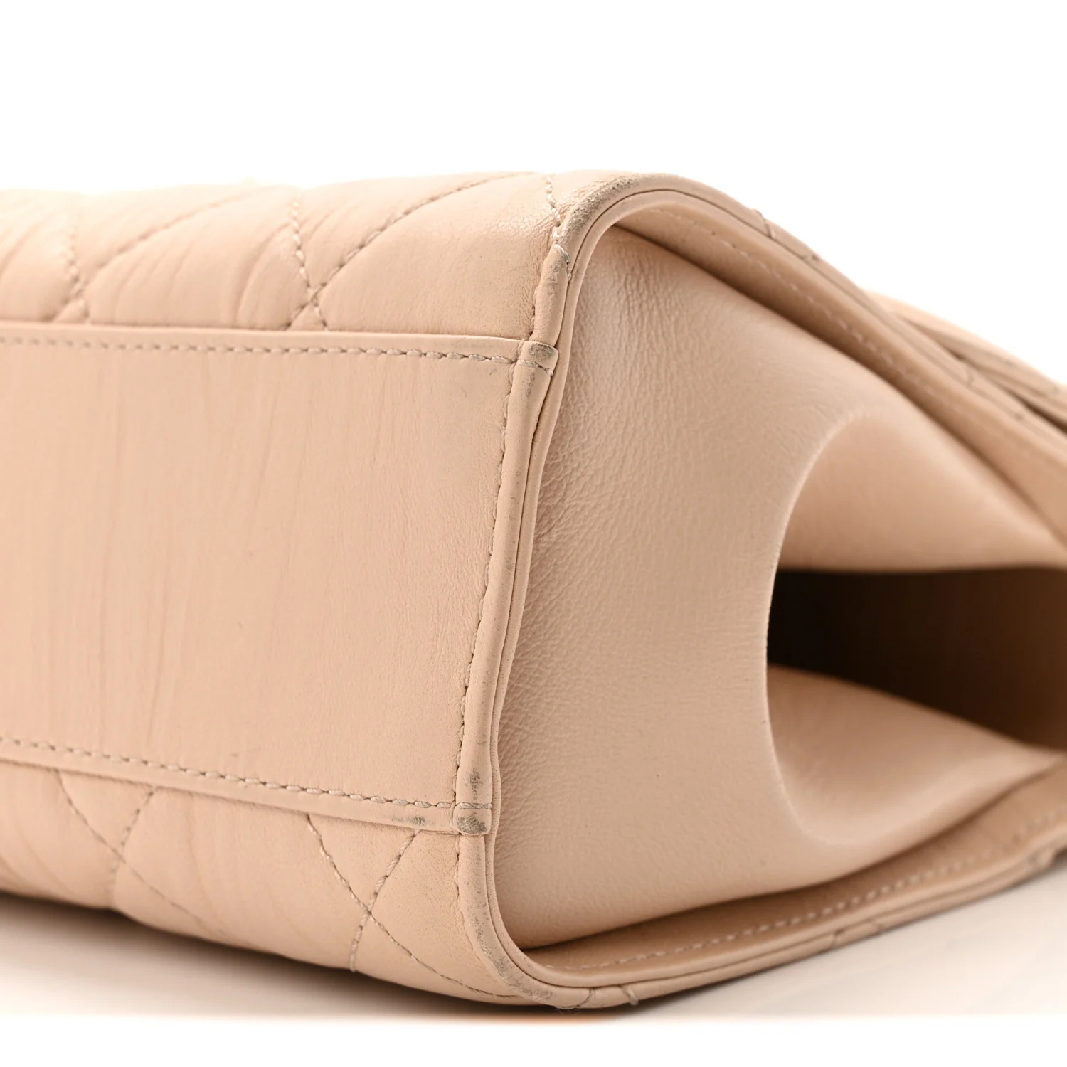 Crumpled Lambskin Quilted Small CC Links Top Handle Flap Beige - Image 10