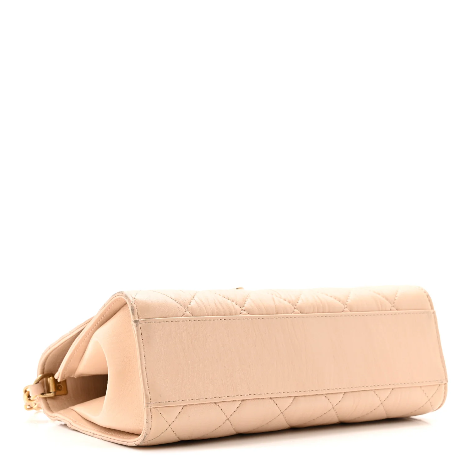 Crumpled Lambskin Quilted Small CC Links Top Handle Flap Beige - Image 4