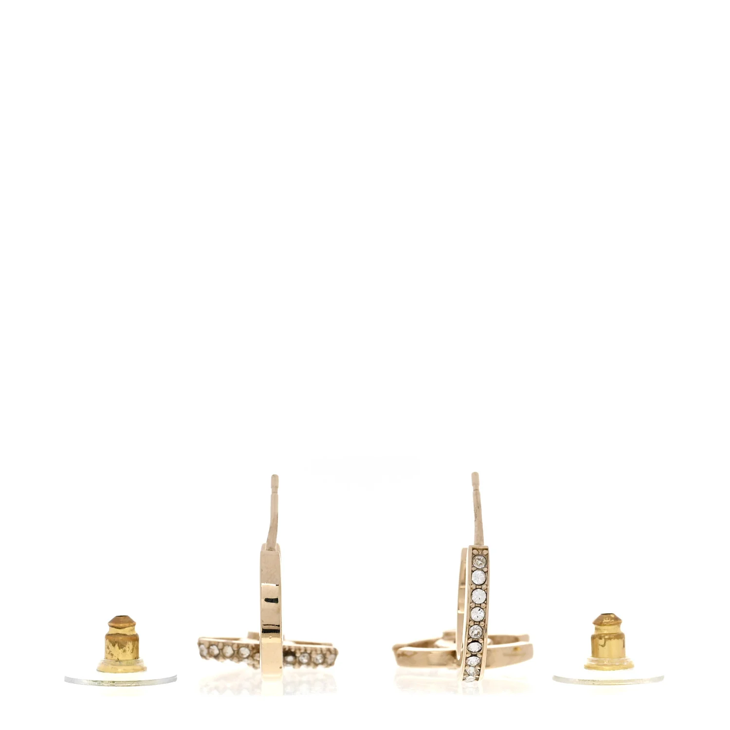 Crystal Bead CC Hoop Drop Earrings Light Gold - Image 3
