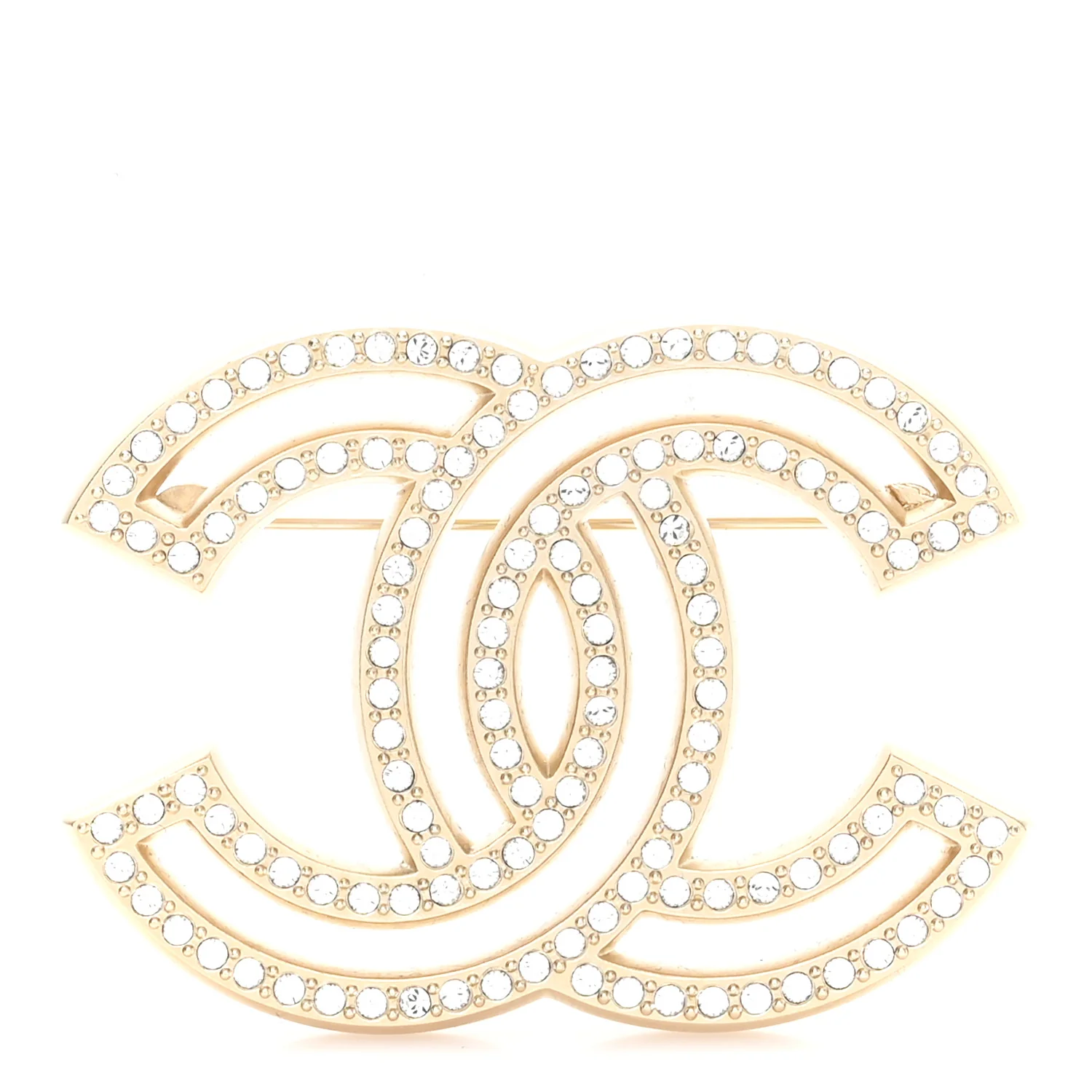 Crystal CC Brooch Gold