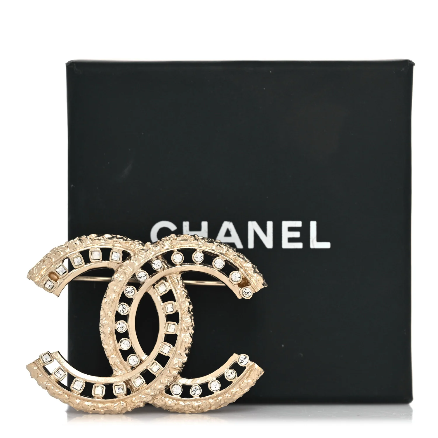 Crystal CC Brooch Light Gold - Image 4