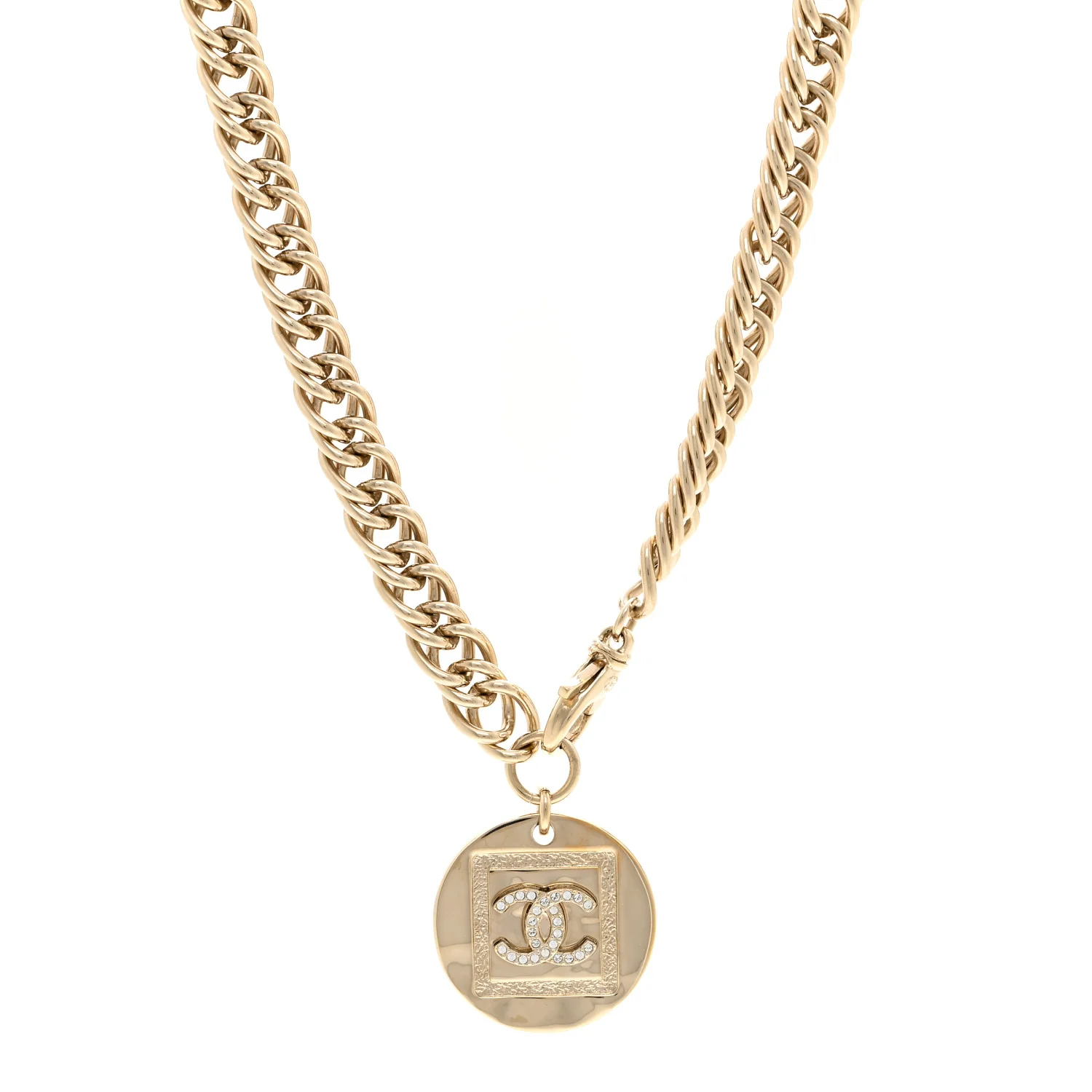 Crystal CC Chain Charm Choker Gold