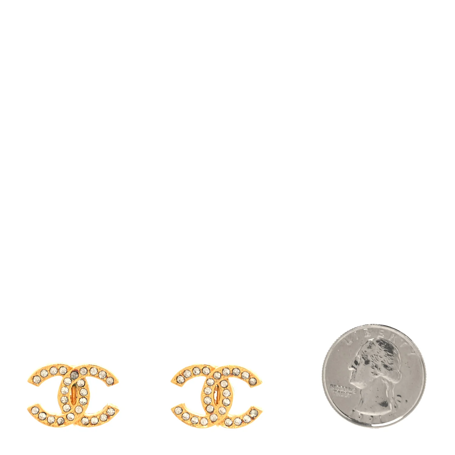 Crystal CC Clip on Earrings Gold - Image 2