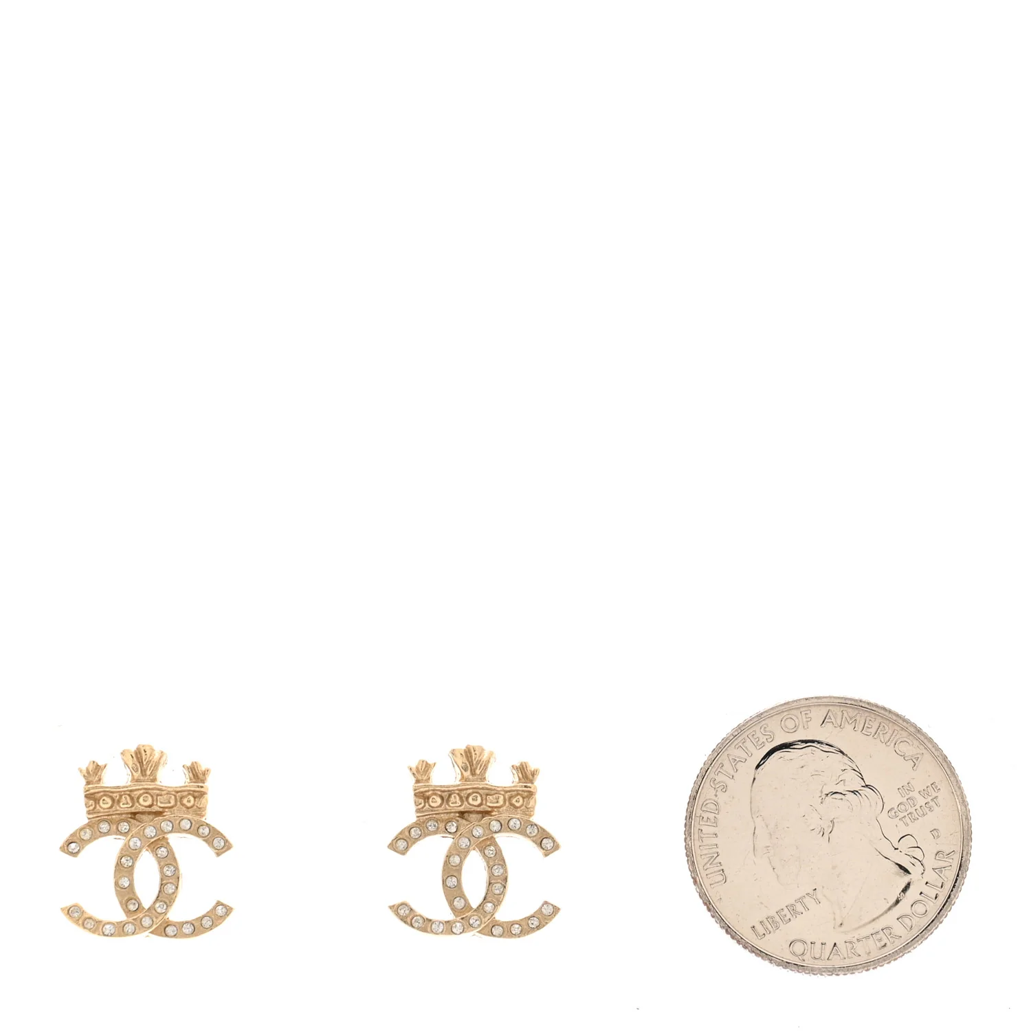 Crystal CC Crown Earrings Gold - Image 2