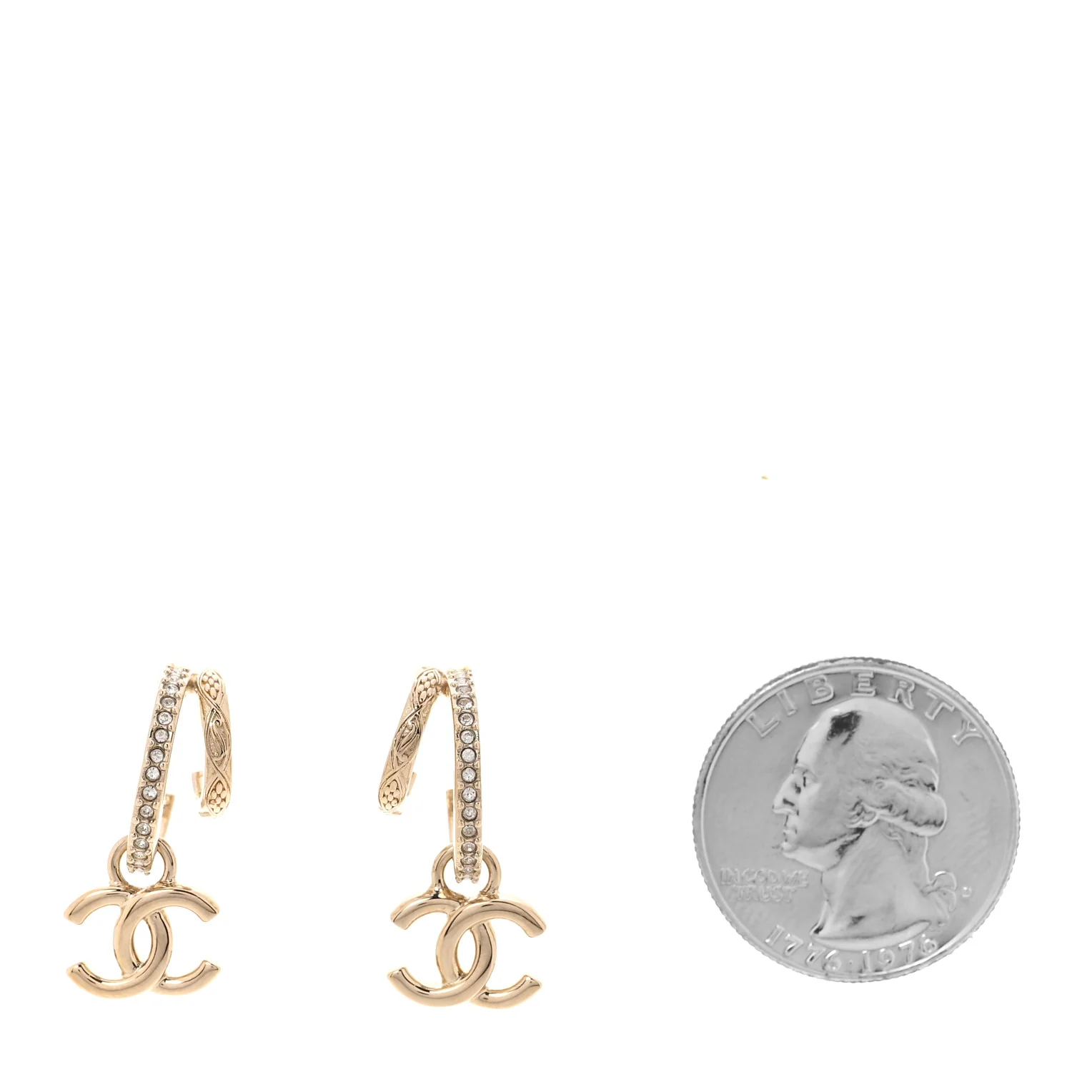 Crystal CC Double Hoop Earrings Gold - Image 2