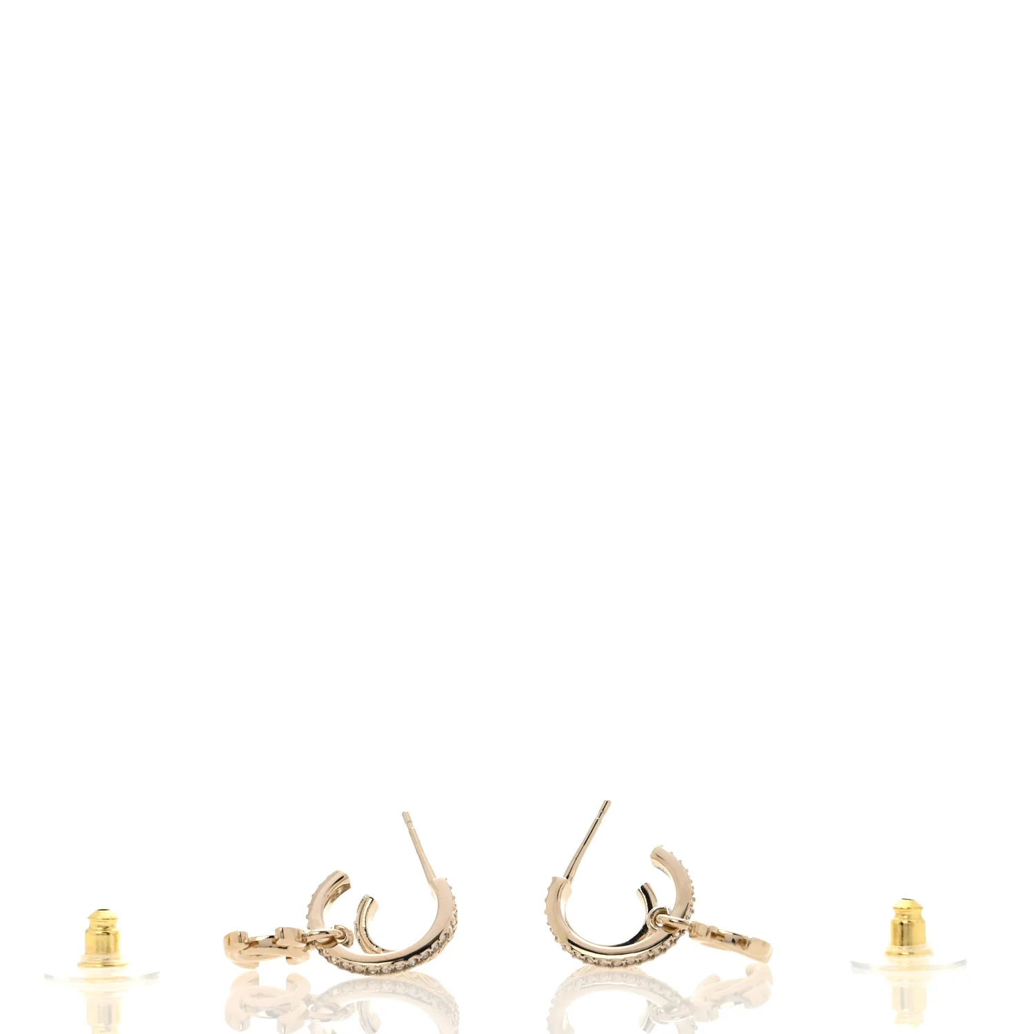 Crystal CC Double Hoop Earrings Gold - Image 3