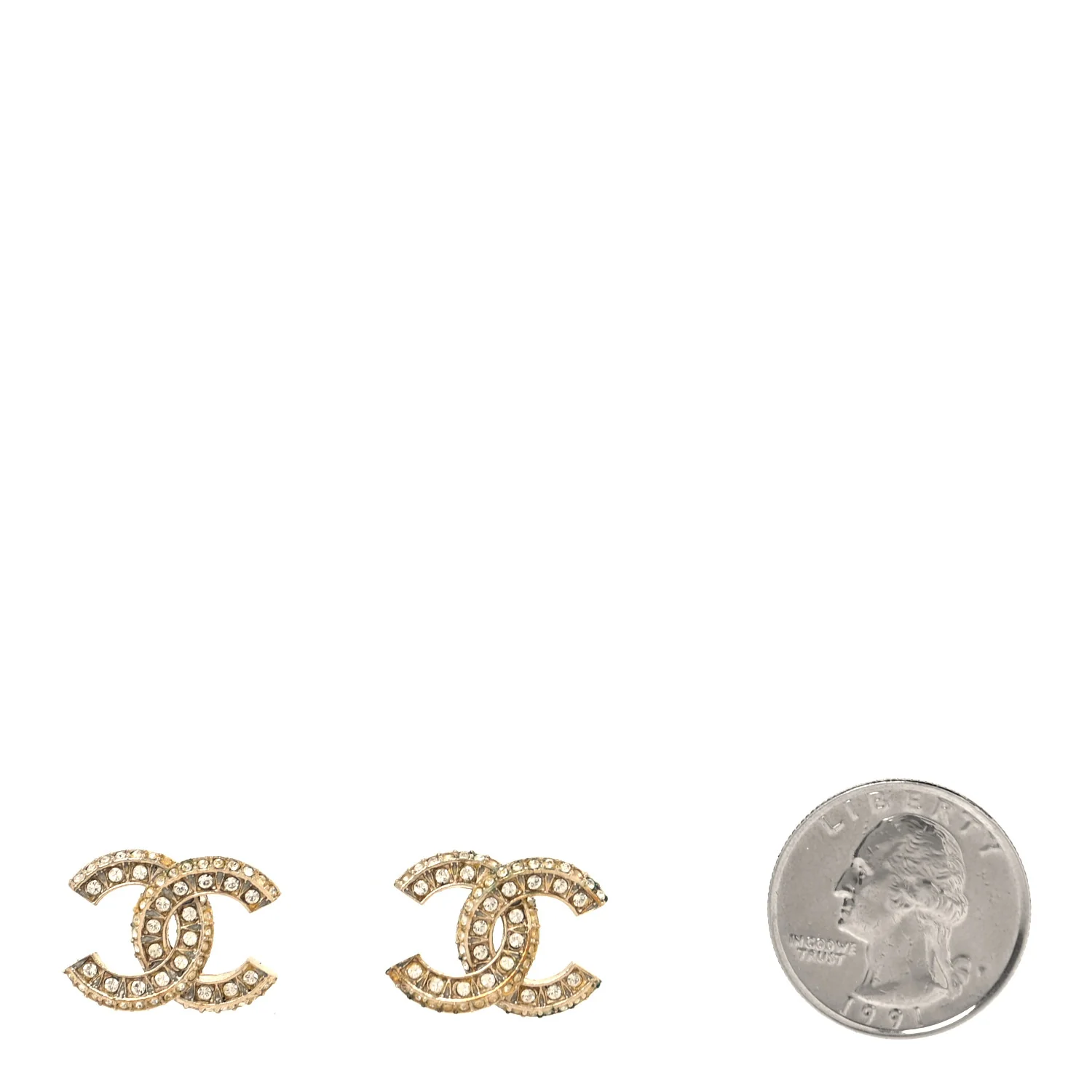 Crystal CC Earrings Light Gold - Image 3