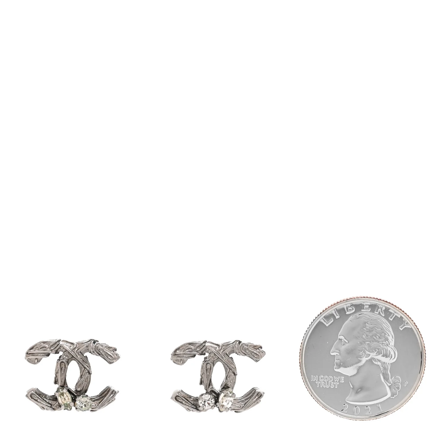 Crystal CC Earrings Silver - Image 2