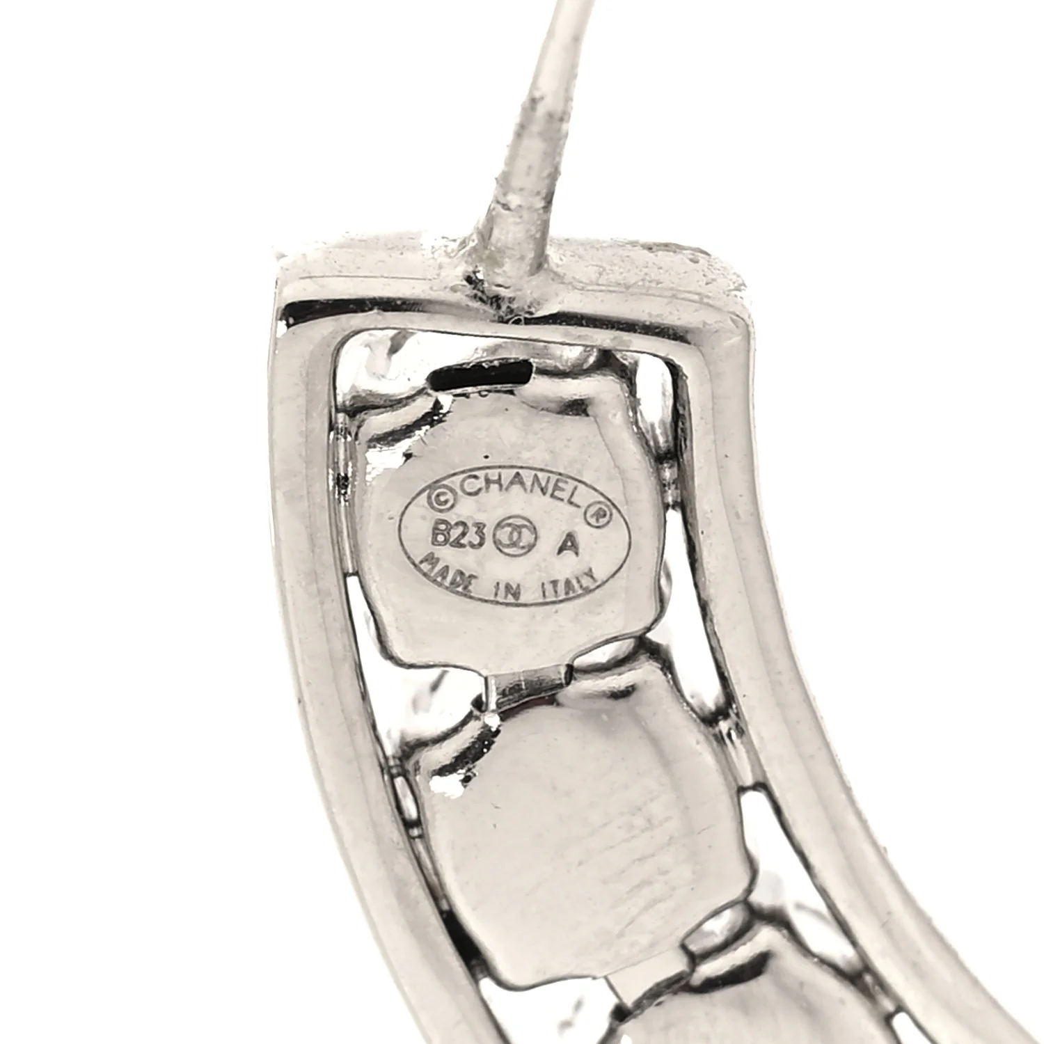 Crystal CC Hoop Earrings Silver - Image 8