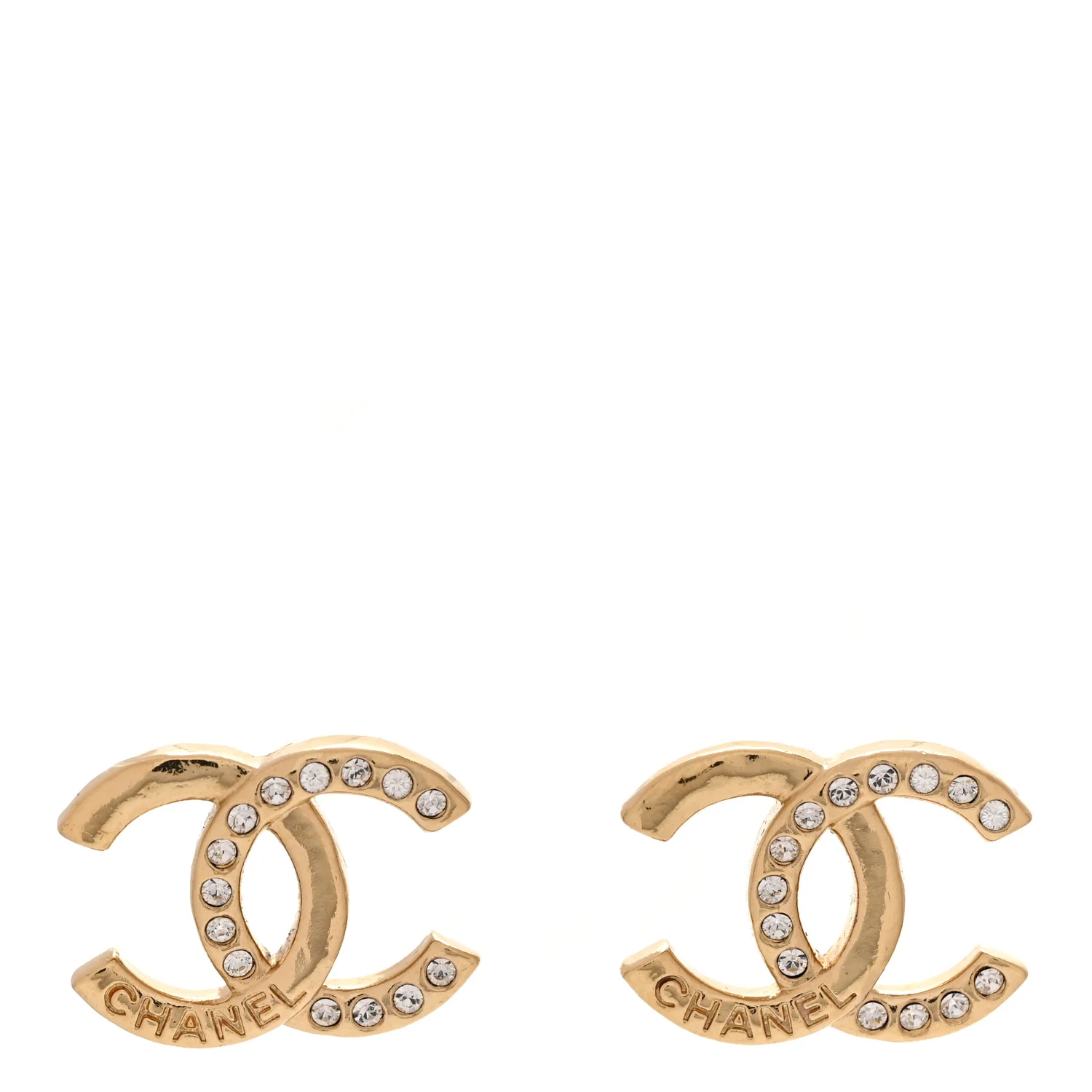 Crystal CC Logo Earrings Gold