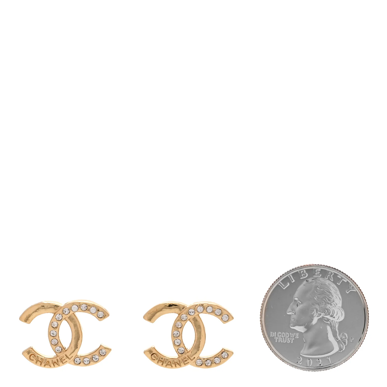 Crystal CC Logo Earrings Gold - Image 2