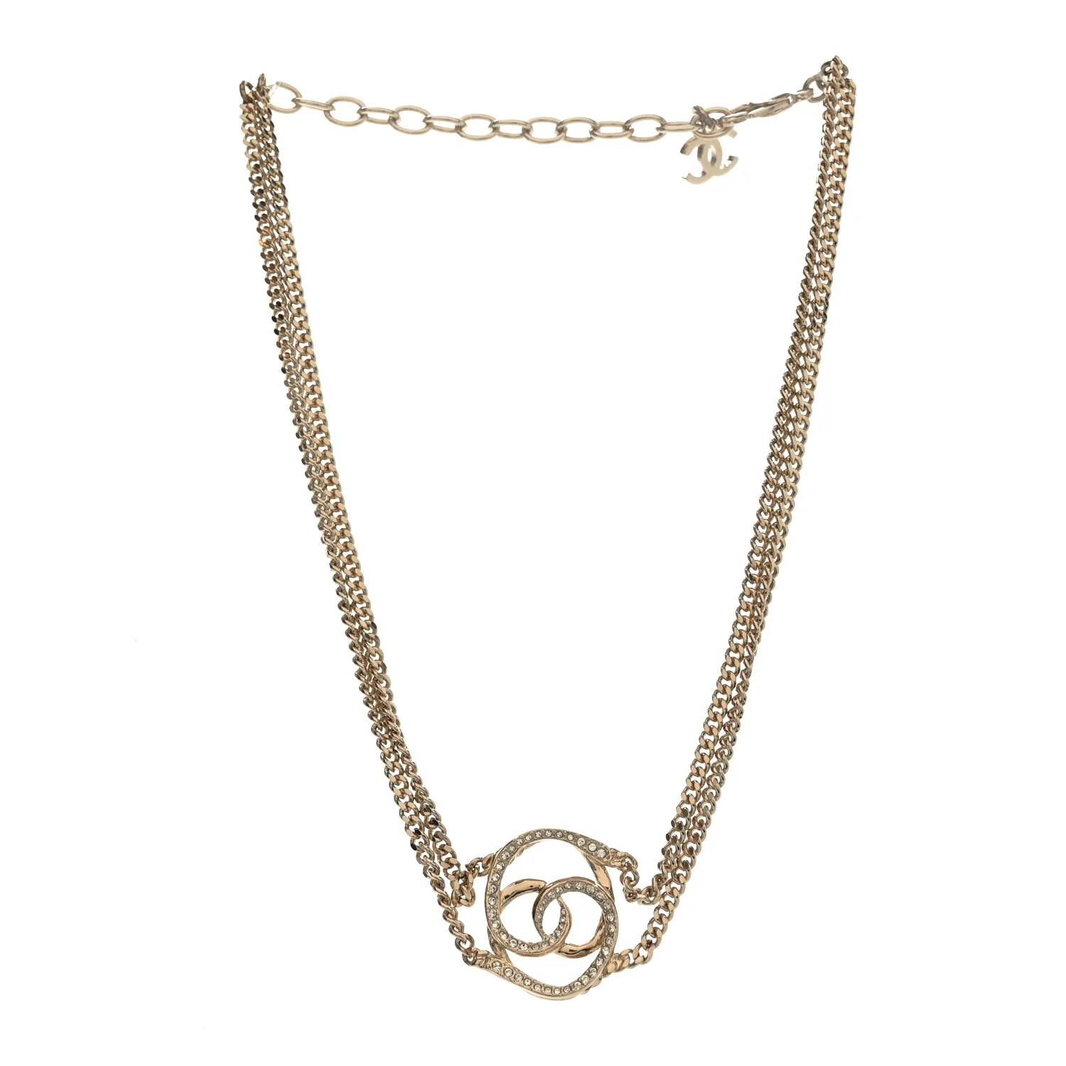 Crystal CC Oval Necklace Gold - Image 3
