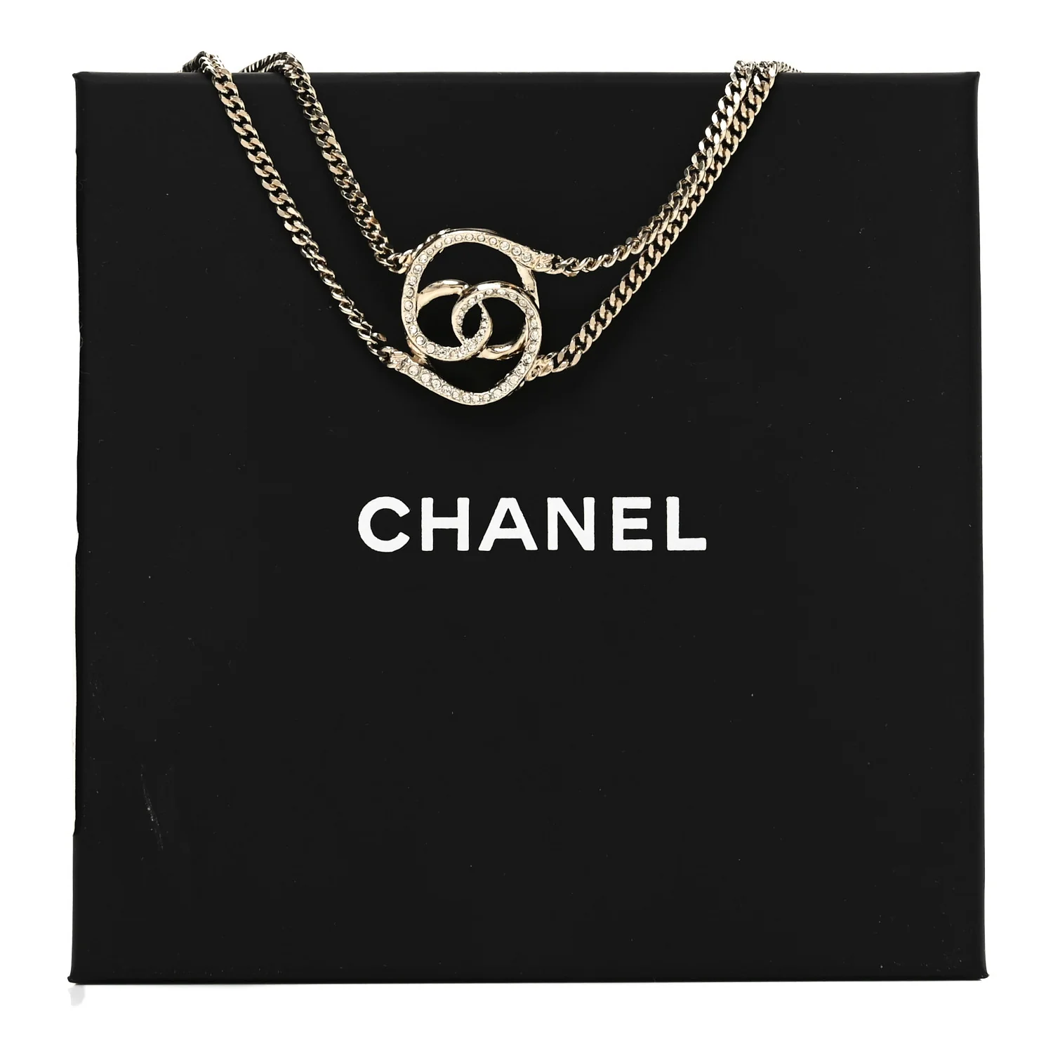 Crystal CC Oval Necklace Gold - Image 5