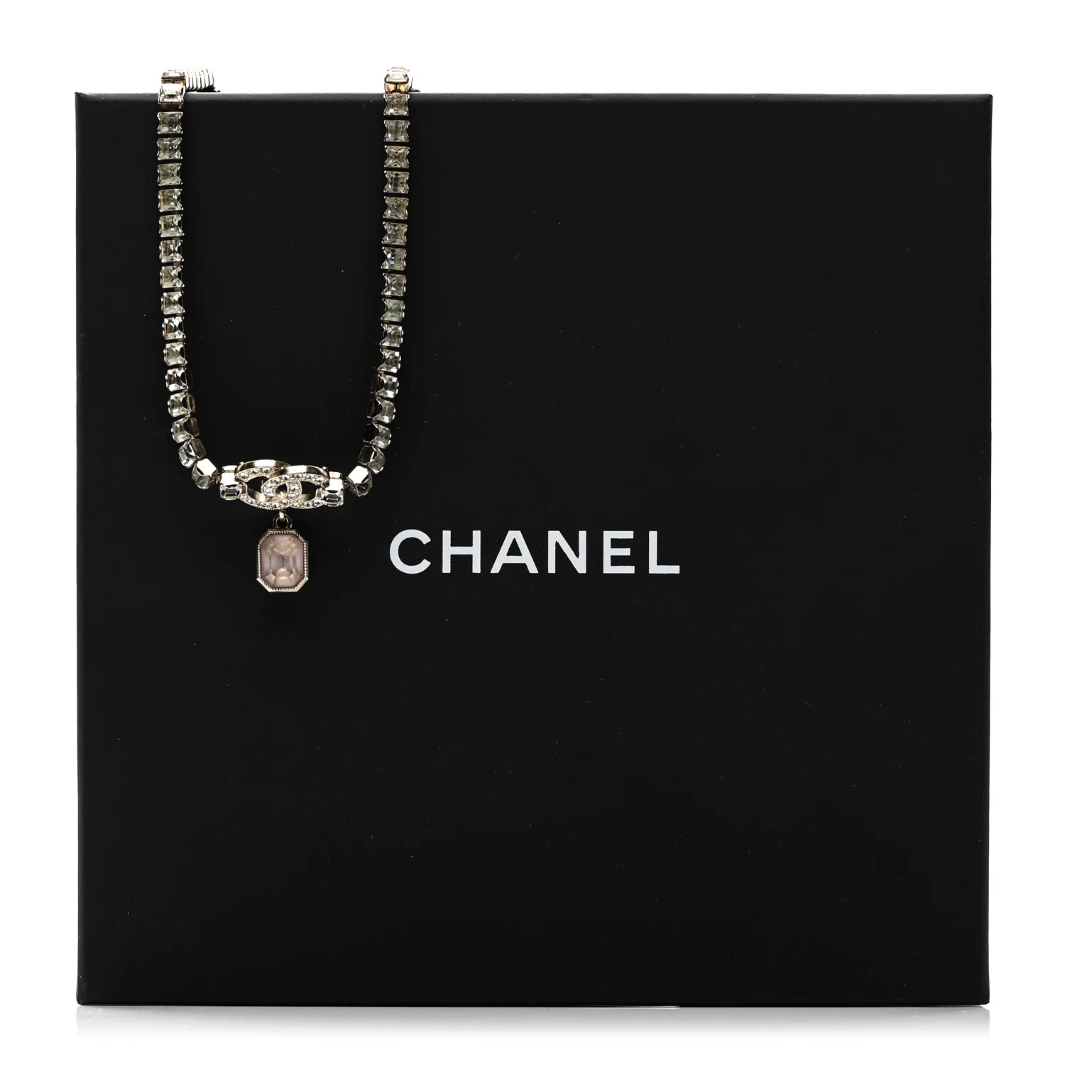 Crystal CC Pendant Choker Gold Pink - Image 5