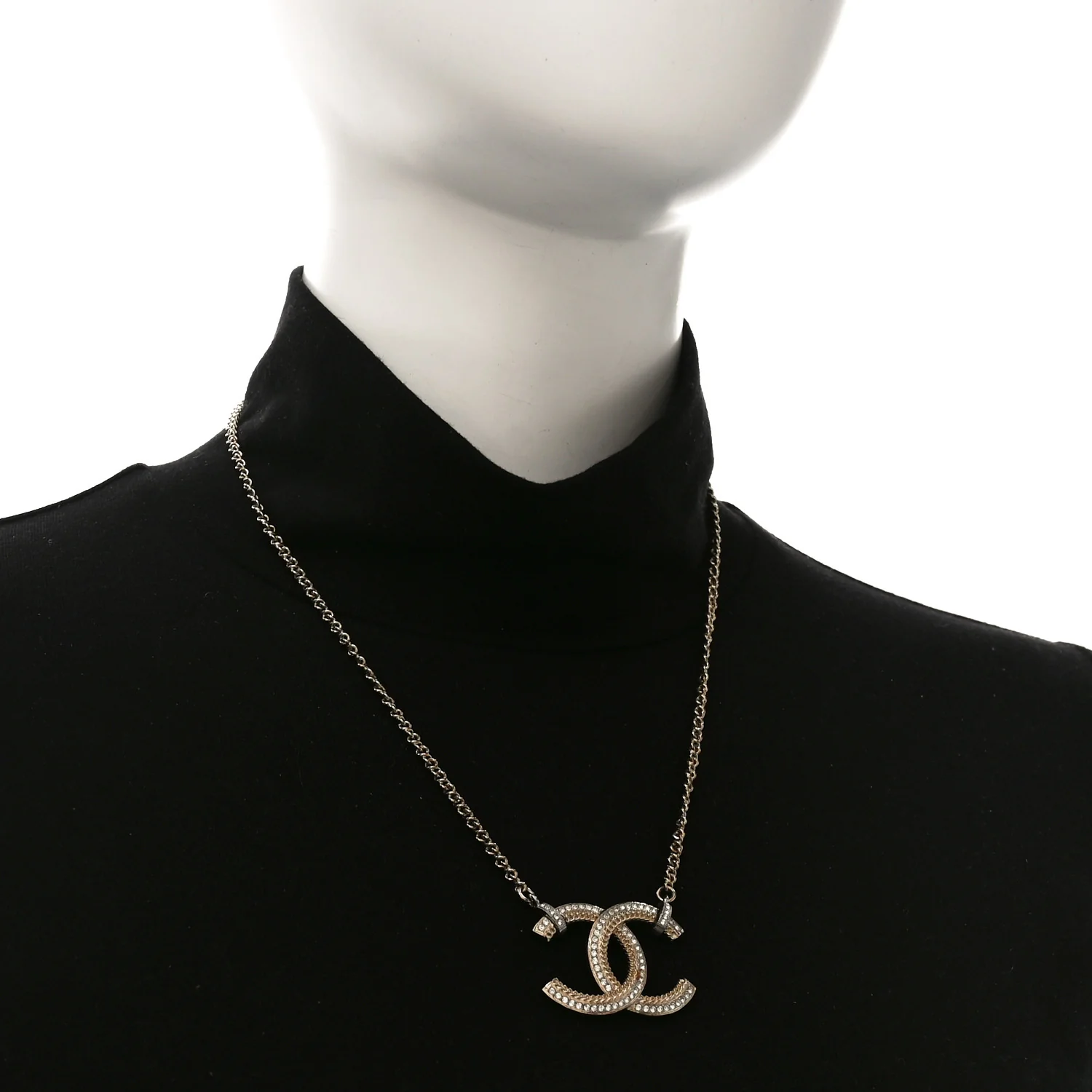 Crystal CC Pendant Necklace Gold - Image 2