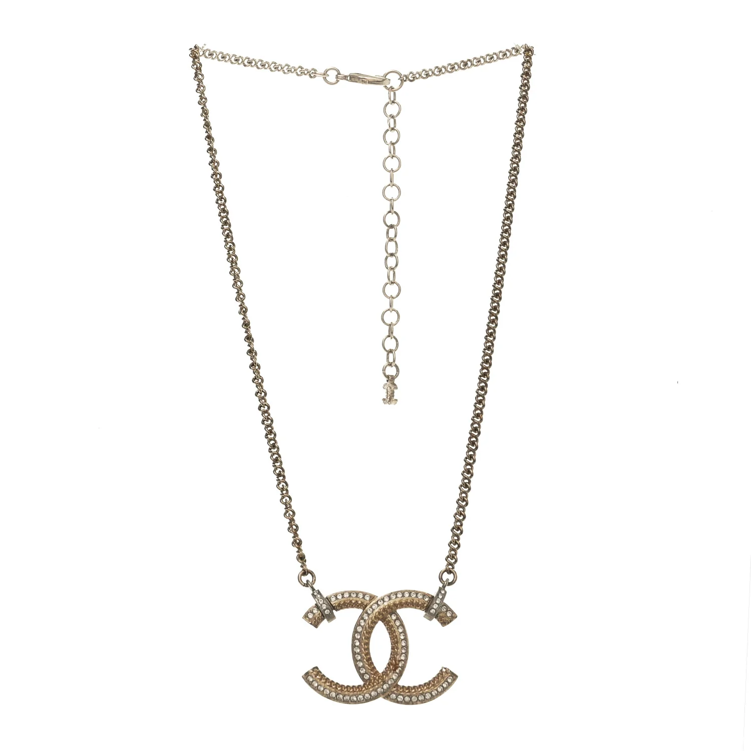 Crystal CC Pendant Necklace Gold - Image 3