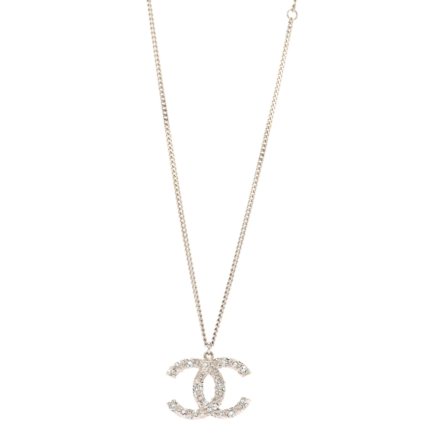 Crystal CC Pendant Necklace Silver