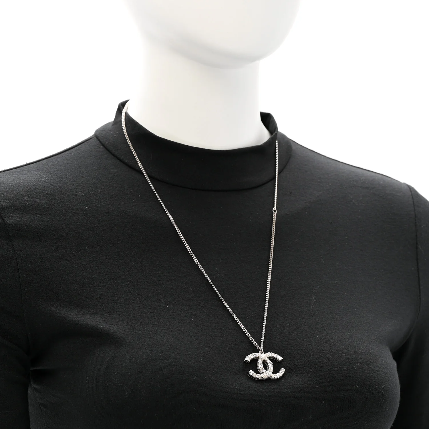 Crystal CC Pendant Necklace Silver - Image 2