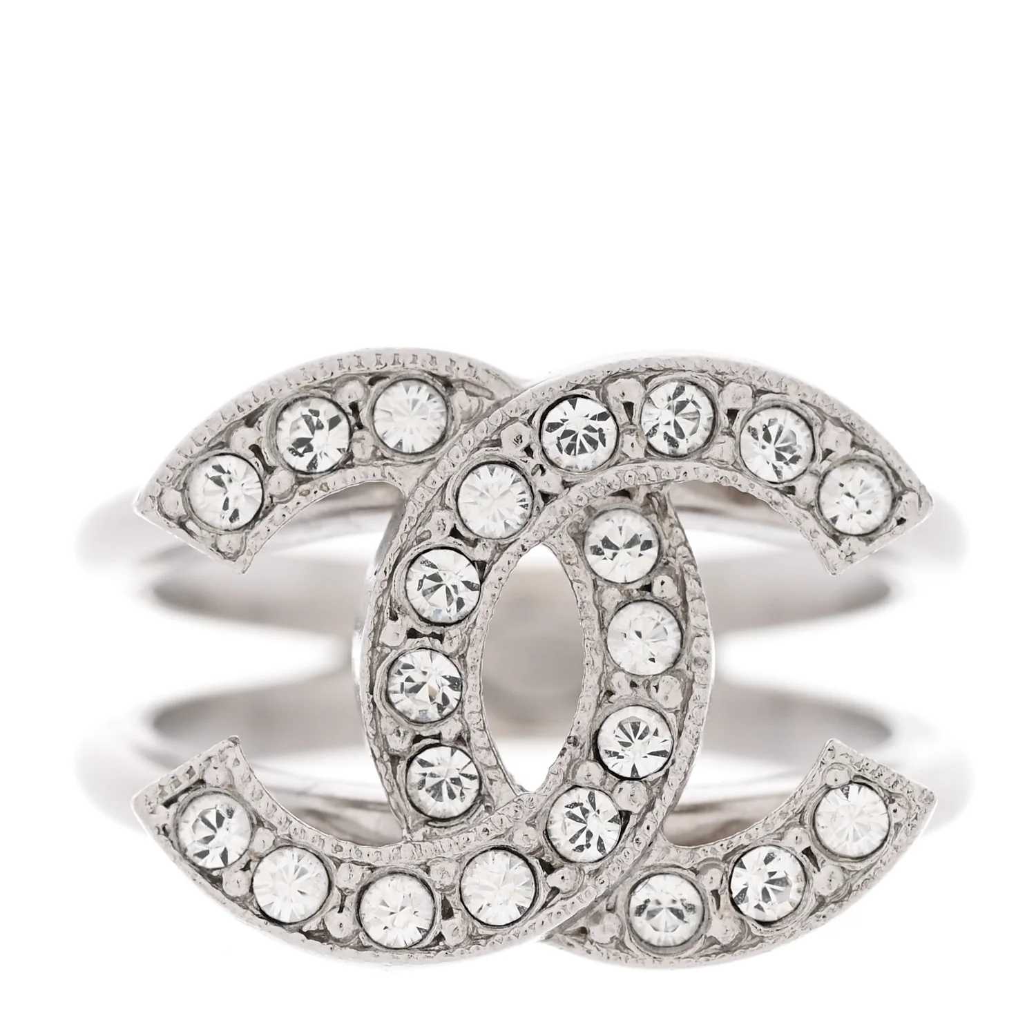 Crystal CC Ring 54 6.75 Silver
