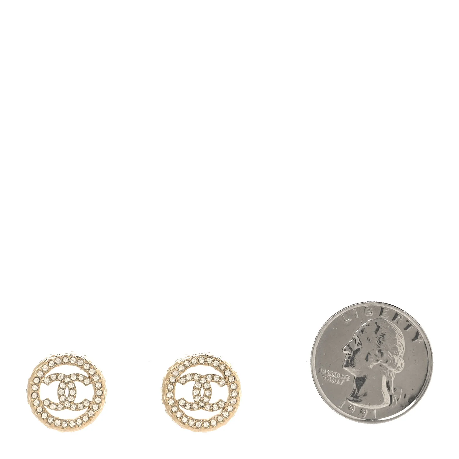 Crystal CC Round Earrings Gold - Image 5
